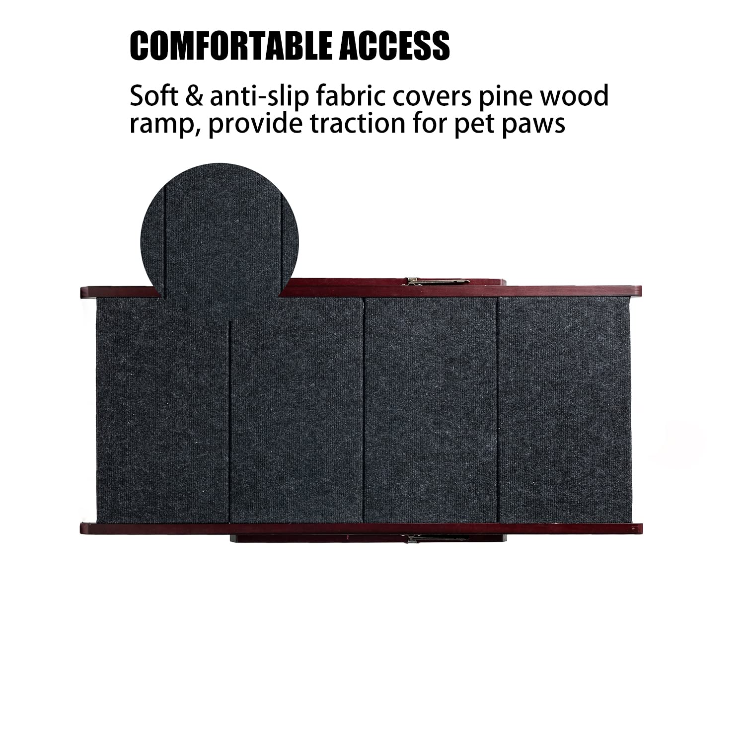 Mewang Wooden Pet Stairs/Pet Steps - 2-In-1 Foldable Stairs & Ramp For Beds And Cars - Portable Dog/Cat Ladder Up To 110 Pounds - Great For Small And Older Animals(Brown)