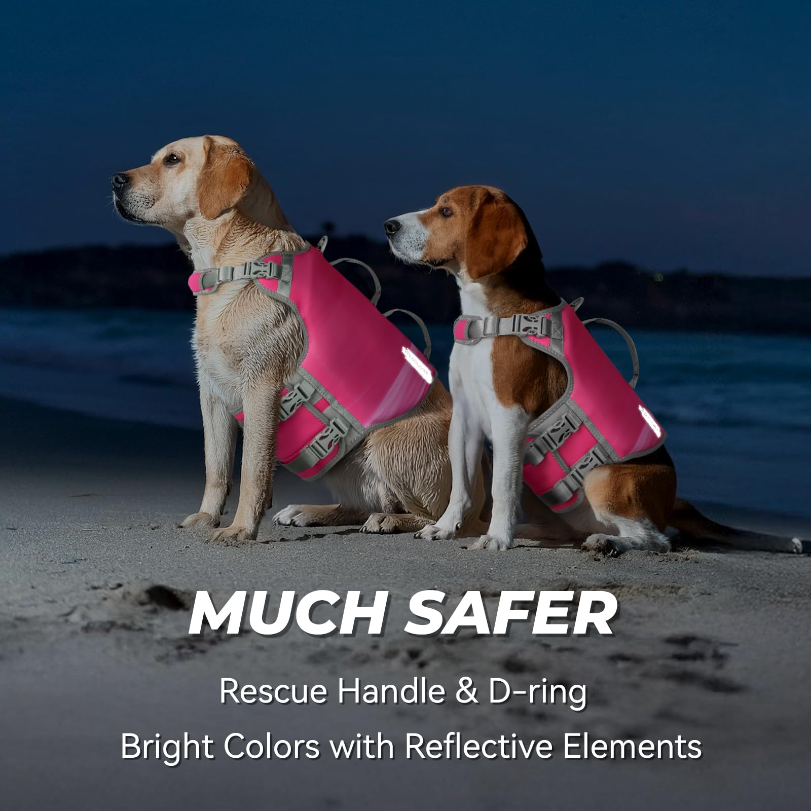 Vivaglory Neoprene Dog Life Jacket Dog Lifevest For Boating Hunting & Swimming, Lightweight With Leash Ring, S, Raspberry Pink