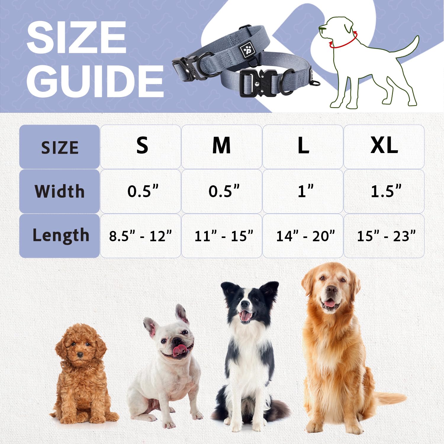 Pawspassion Heavy Duty Dog Collar For Large Dogs, Chew Proof Metal Hardware, Reinforced Nylon Dog Collar With Metal Quick-Releas