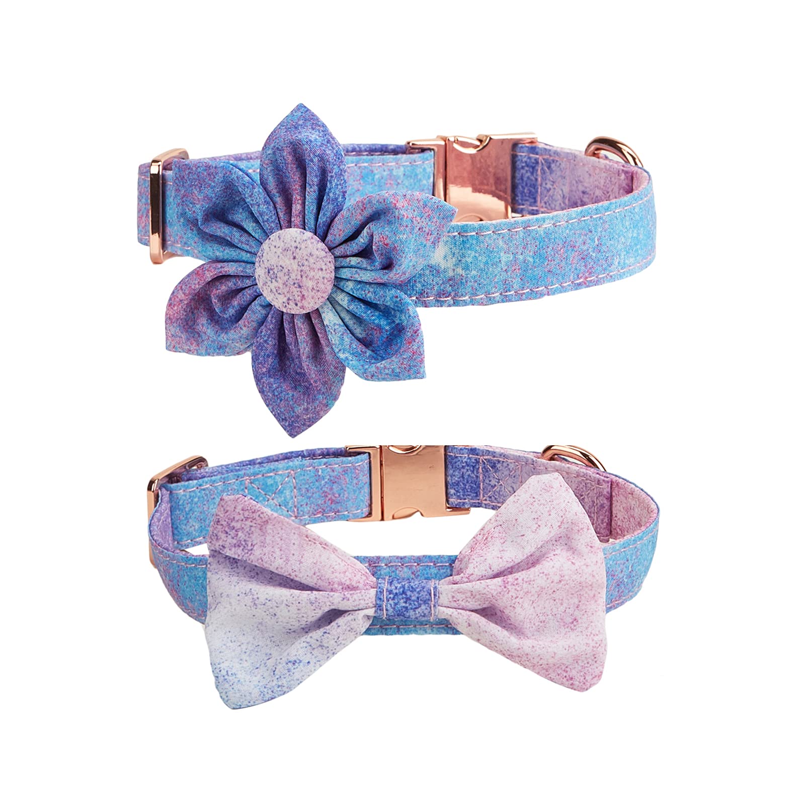 Collar With Bowtie Floral Detachable For Girl Dogs - Soft Comfy Pet Collar With Safety Buckle, Flower And Knotbow - Adjustable F