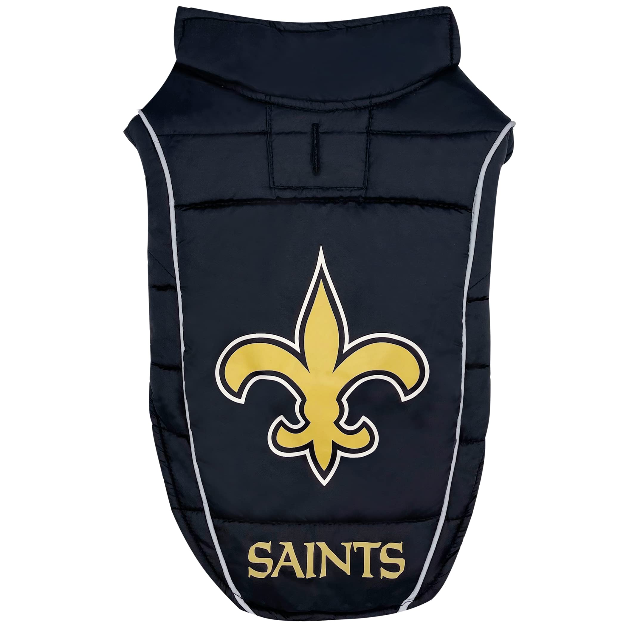Nfl New Orleans Saints Puffer Vest For Dogs & Cats, Size Large. Warm, Cozy, And Waterproof Dog Coat, For Small And Large Dogs/Ca