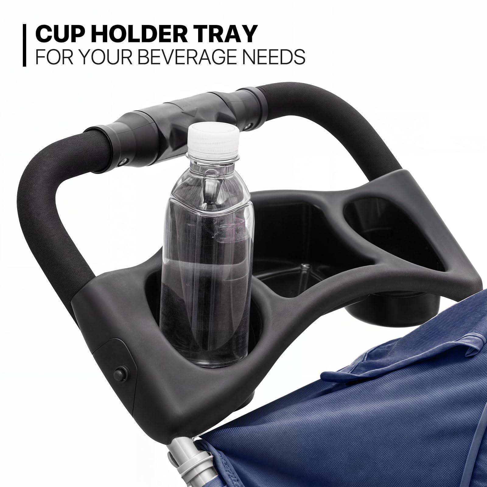 Monibloom 3 Wheels Pet Stroller, Foldable Dog Cat Cage Jogger Stroller With Weather Cover For All-Season, Storage Basket And Cup Holder, Breathable And Visible Mesh For Small/Medium Pets, Blue