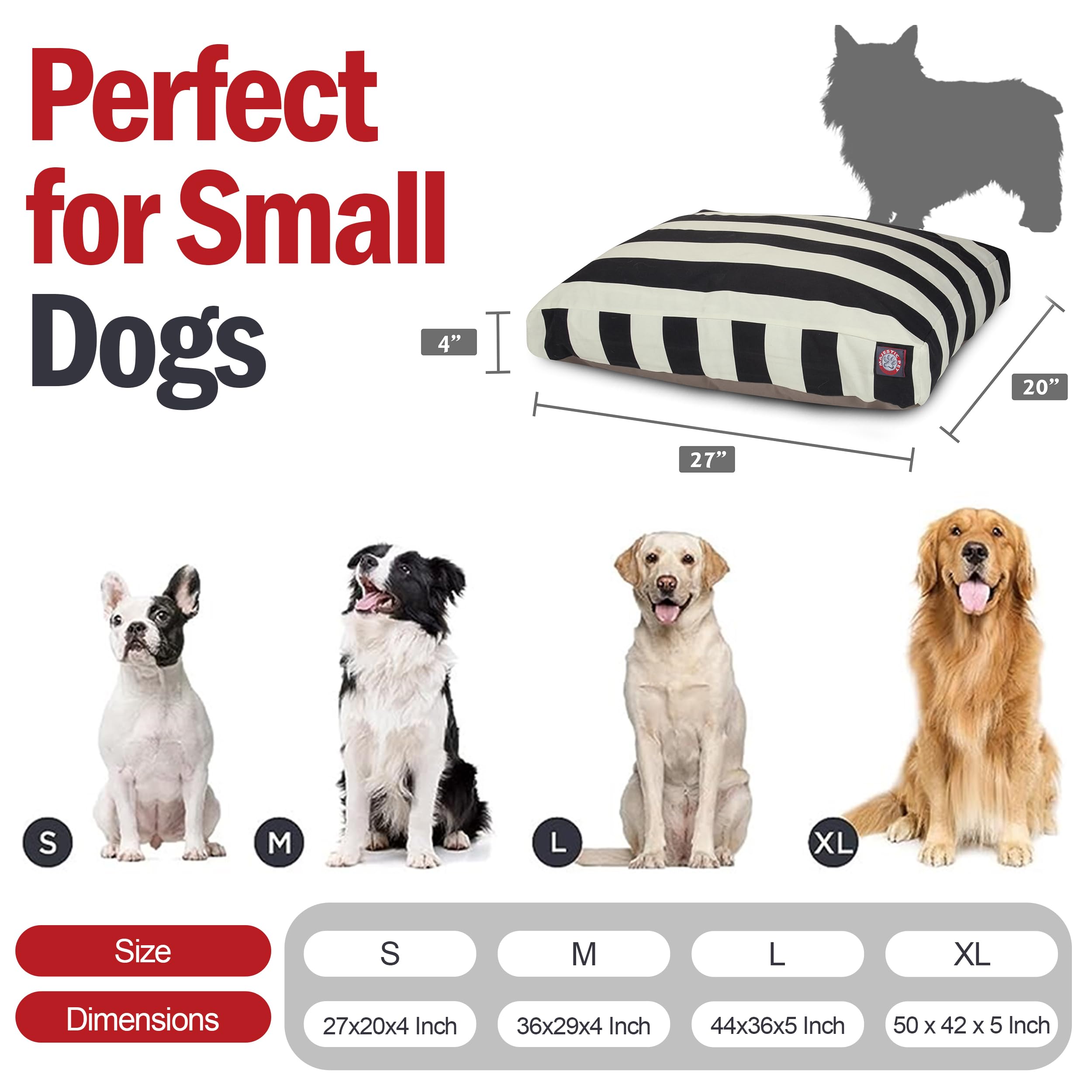 Majestic Pet Rectangle Small Dog Bed Washable – Non Slip Comfy Pet Bed – Dog Crate Bed With Removable Washable Cover – Dog Kennel Bed For Sleeping - Dog Bed Small Breed 27X20X4 Inch – Black