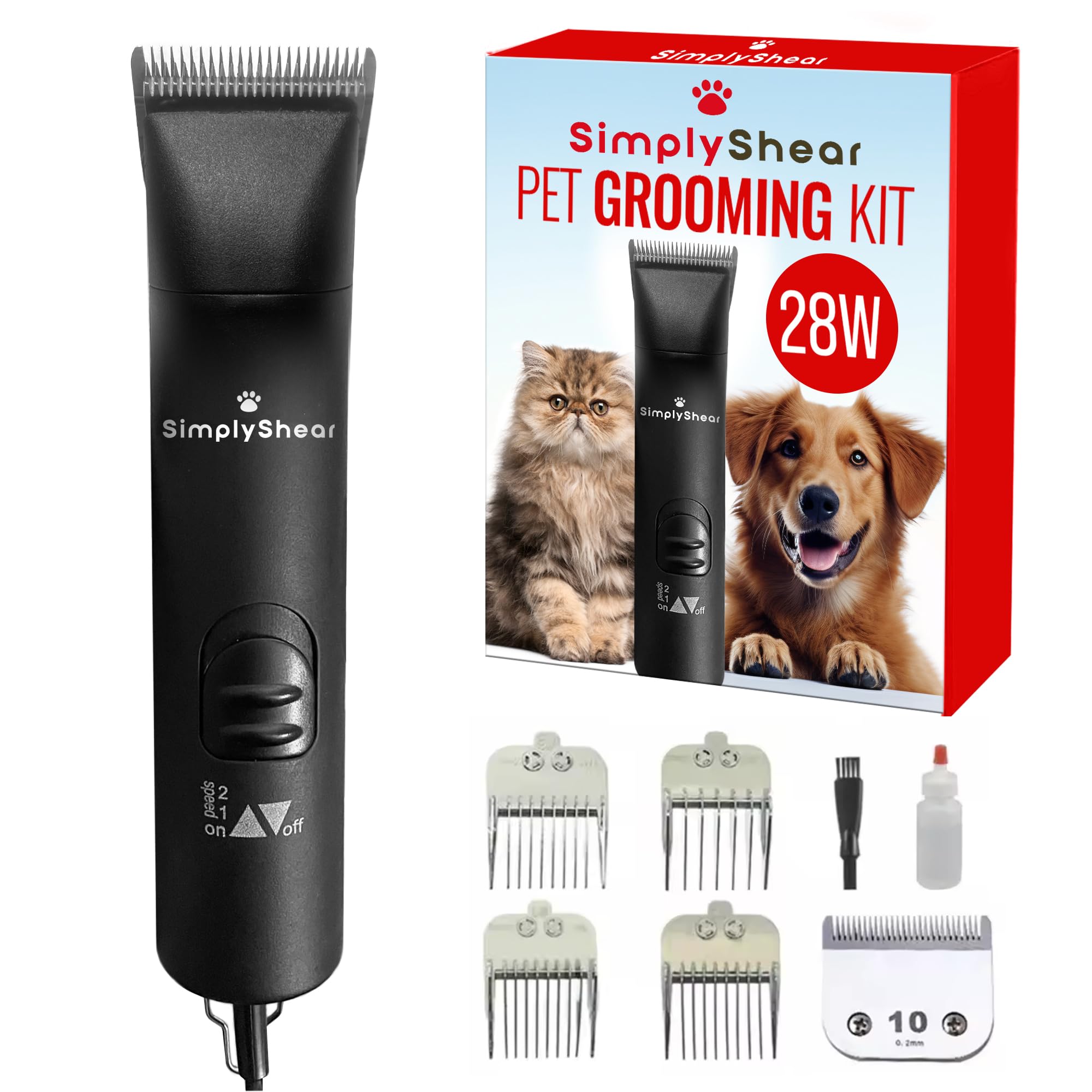 Simplyshear Premium Dog Clippers For Grooming, High-Performance 2-Speed Corded Shears For Thick Coats & Matted Hair, Quiet Dog G