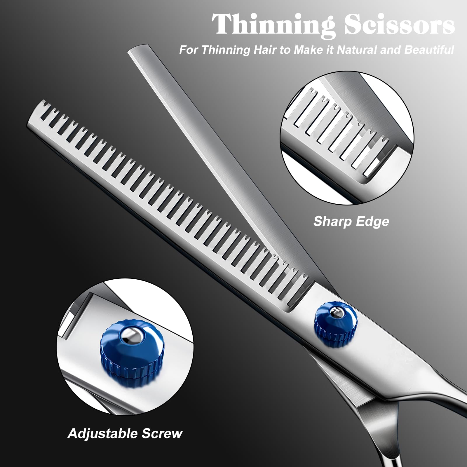 Professional 4 in 1 Dog & Cat Grooming Scissors Kit with Safety Round Tips,Sharp & Durable,Dog Shears for Grooming - Includes St
