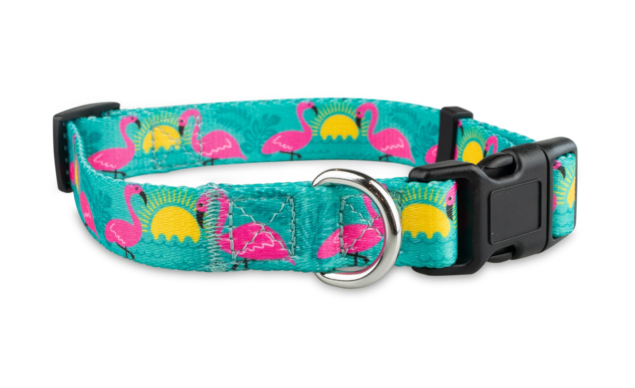 Limeloot Flamingo Dog Collar - Adjustable Dog Collar for Girl and Boy Dogs with Quick Release Buckle, Small