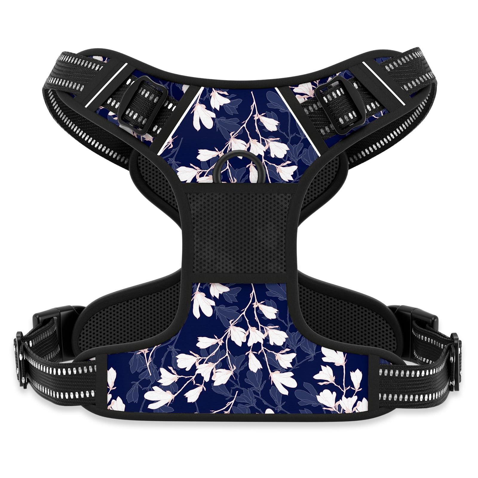 Rnivvi No Pull Dog Harness, Cute Flower Reflective X-Large Sized Puppy Harness, Adjustable Soft Padded Vest for Large Dogs, Heav