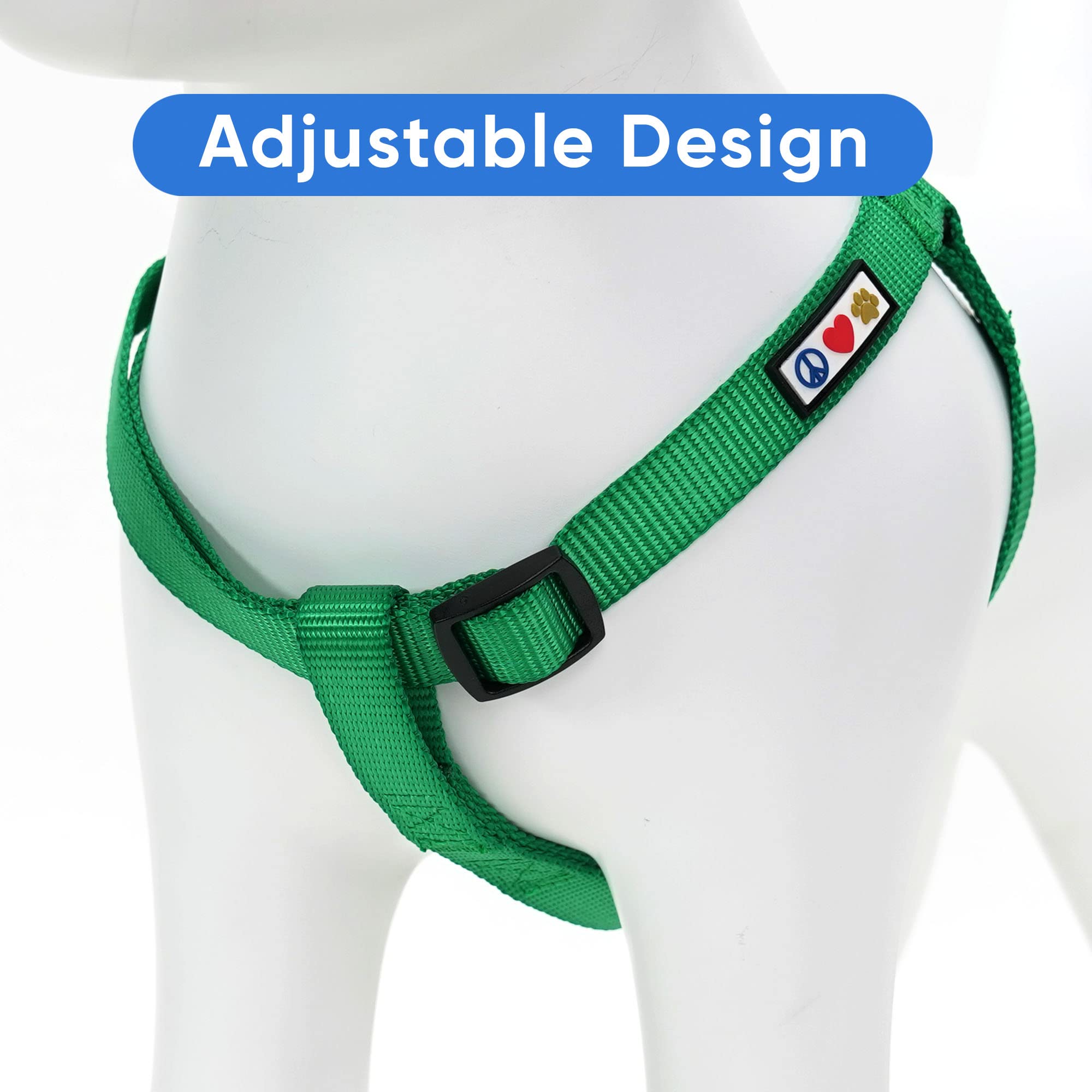 Pawtitas Solid Color Step-In Dog Harness - Large, Lush Green - Training & Walking Your Puppy