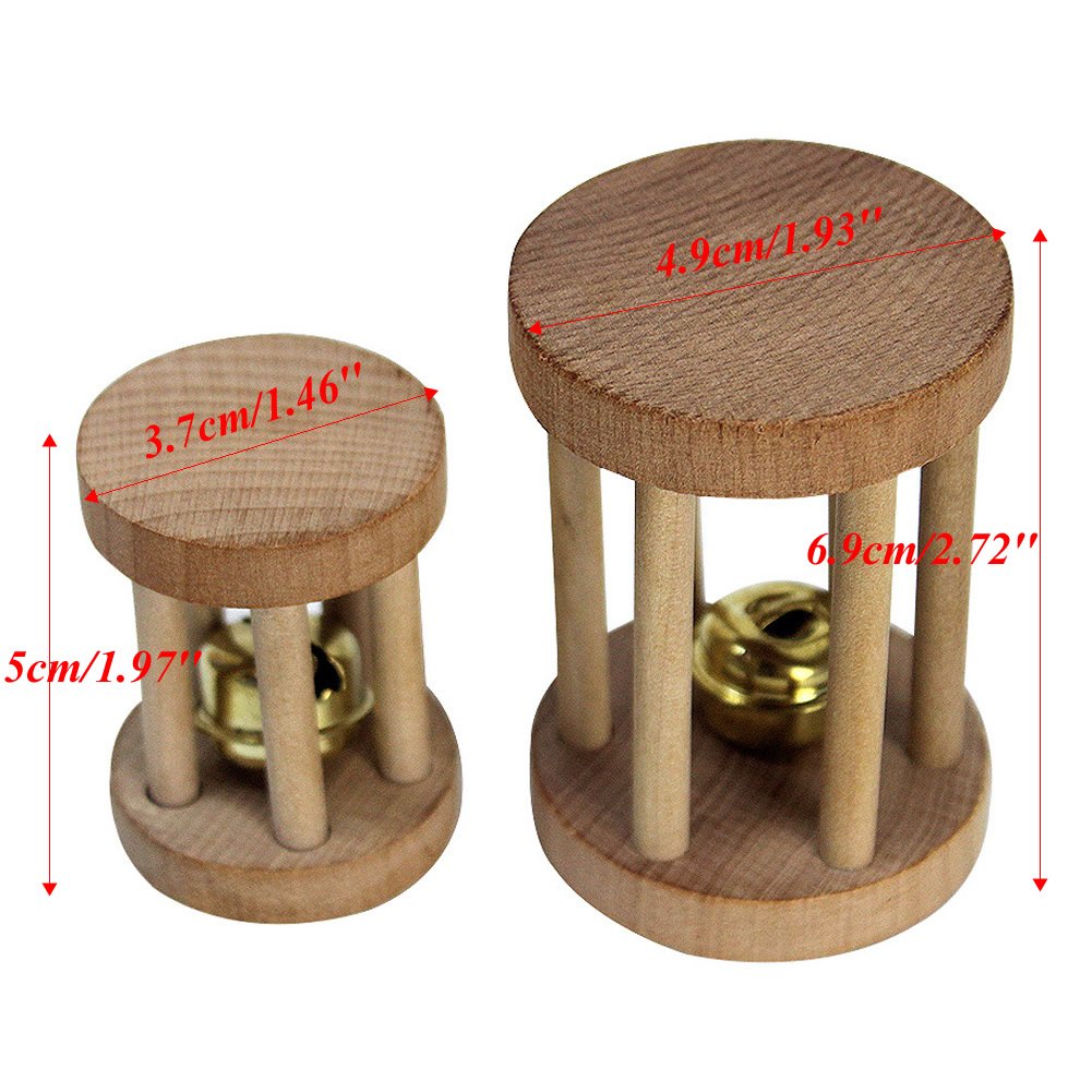 Doober Wood Unicycle Dumbell Bell Roller Chew Toys For Pet Rabbits Hamsters Rat (S)