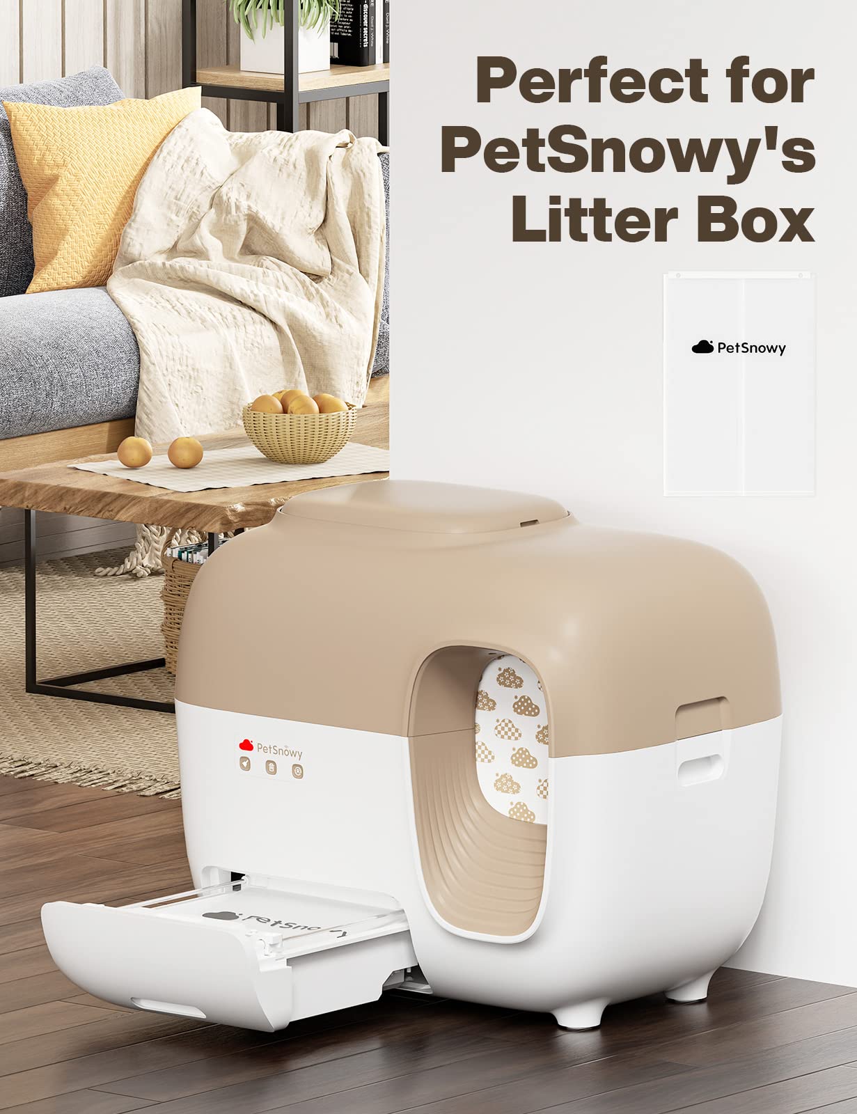 PetSnowy SNOW+ Cat Litter Box Liners, Self-Sealing Waste Drawer Bags for Automatic Cat Litter Box, 30 Pcs