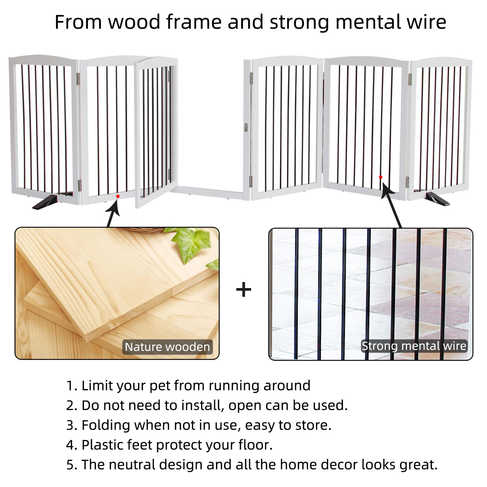 Zjsf Foldable Indoor Dog Door With Walk Through Door, Freestanding Pet Door For The House,Doorways, Stairs, Pet Puppy Safety Fen