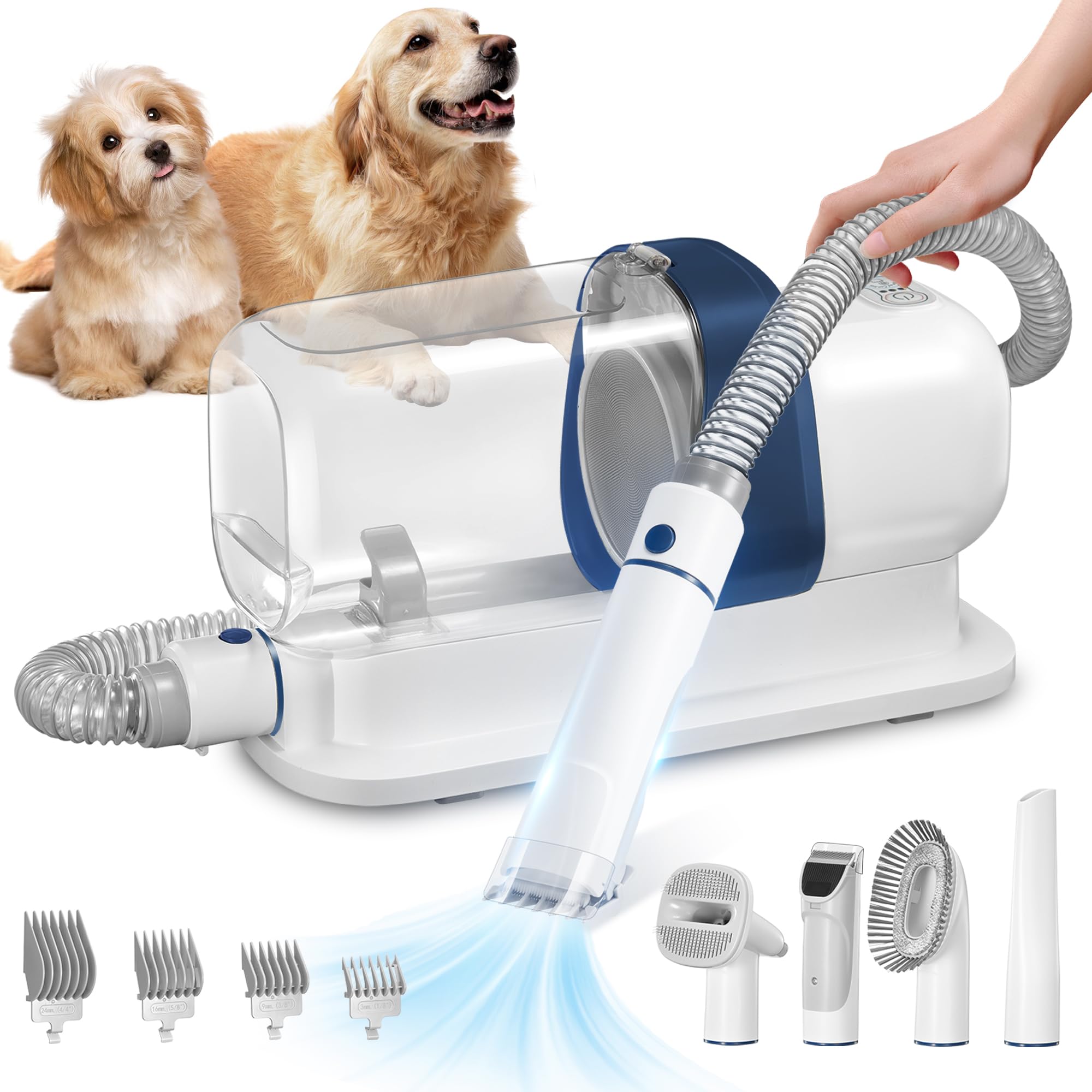 Lmvvc Dog Grooming Vacuum, Pet Grooming Vacuum Kit 2.3L Suction 99% Pet Hair With 5 Tools For Dog Cat For Shedding Grooming, Low