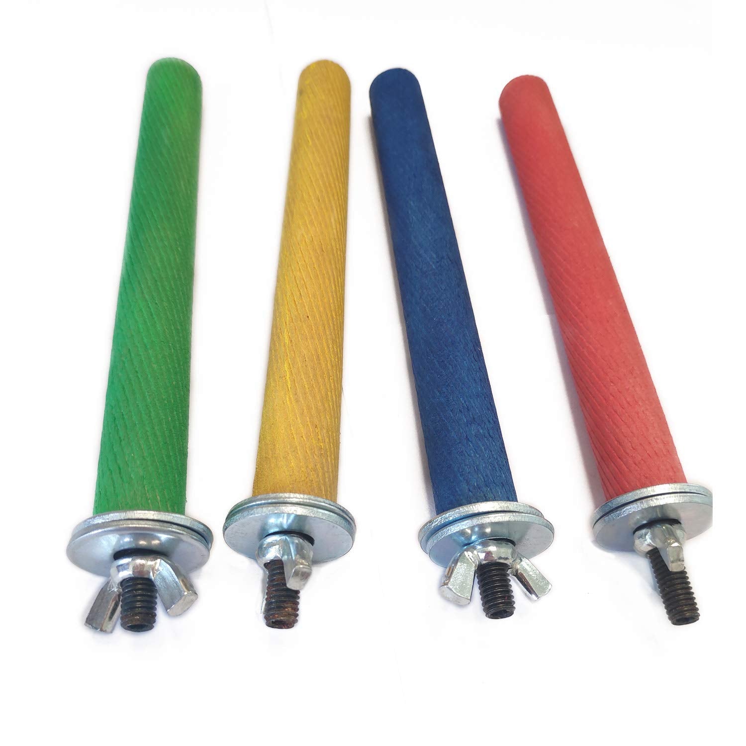 Bestwd Bird Perchs Bird Stand Toy Bird Cage Accessories Natural Colorful Wood Perch Platform Paw Grinding Stick 4-Piece Set For Parakeets