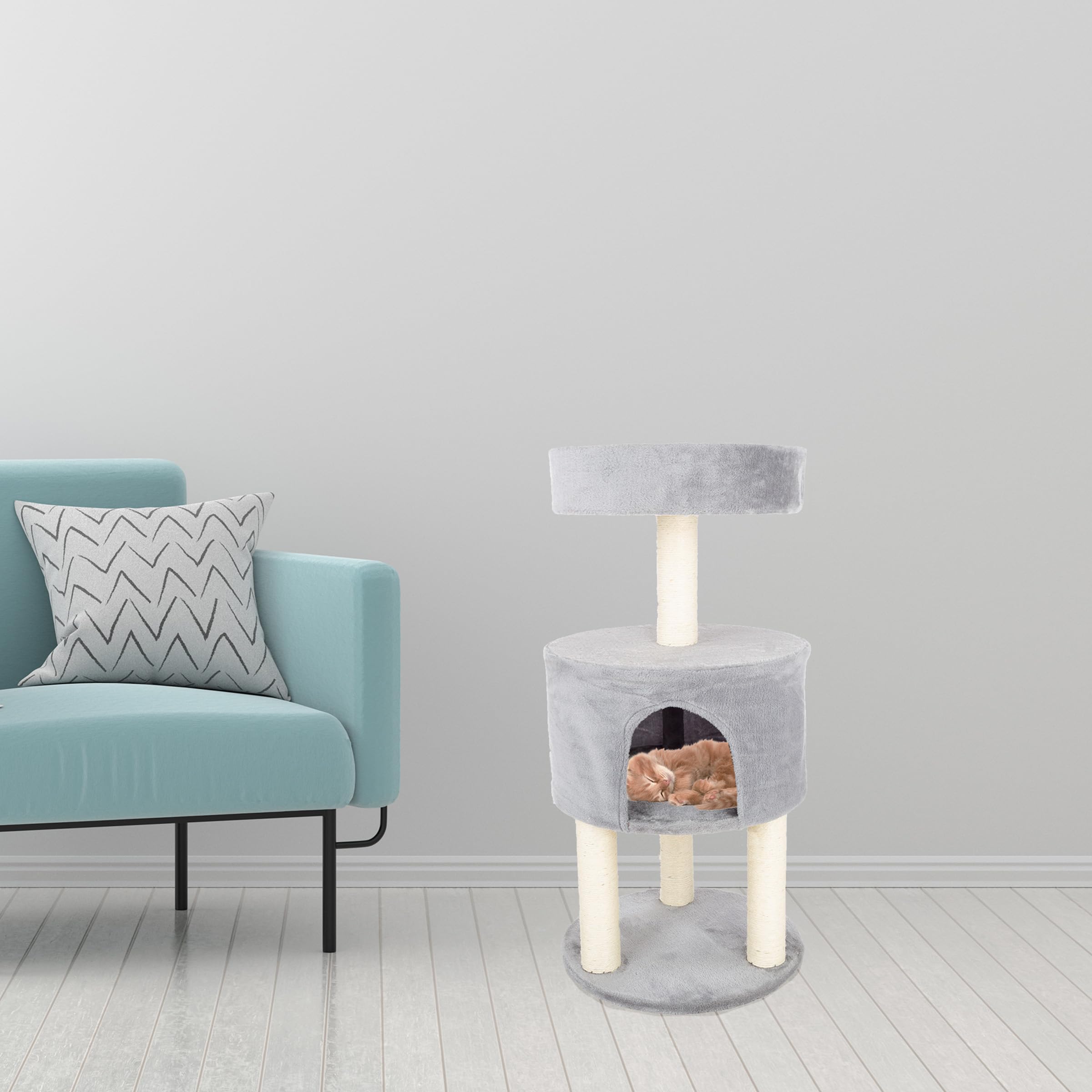 4-Tier Round Cat Tower - Large Cat Condo, Napping Perch, And 4 Sisal Rope Scratching Posts - Cat Tree For Indoor Cats By Petmake