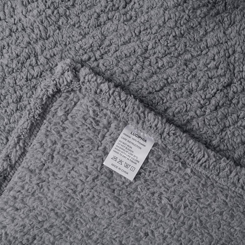 Premium Fleece Dog Blanket Soft Pet Sherpa Calming Blankets Throw For Dog Puppy Cat, Grey Medium (31X41)