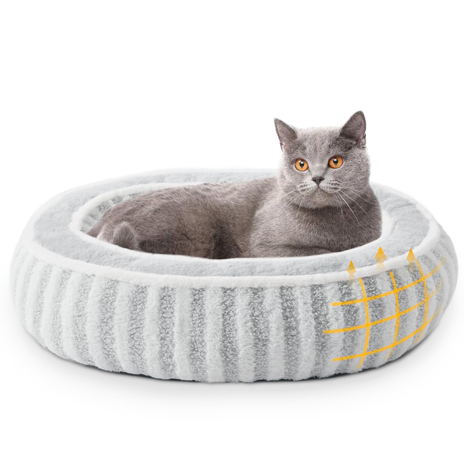 Small Dog Beds for Small Dogs, Washable Cat Beds for Indoor Cats with Anti-Slip Bottom, Supportive Soft Calming Sleeping Pet Bed