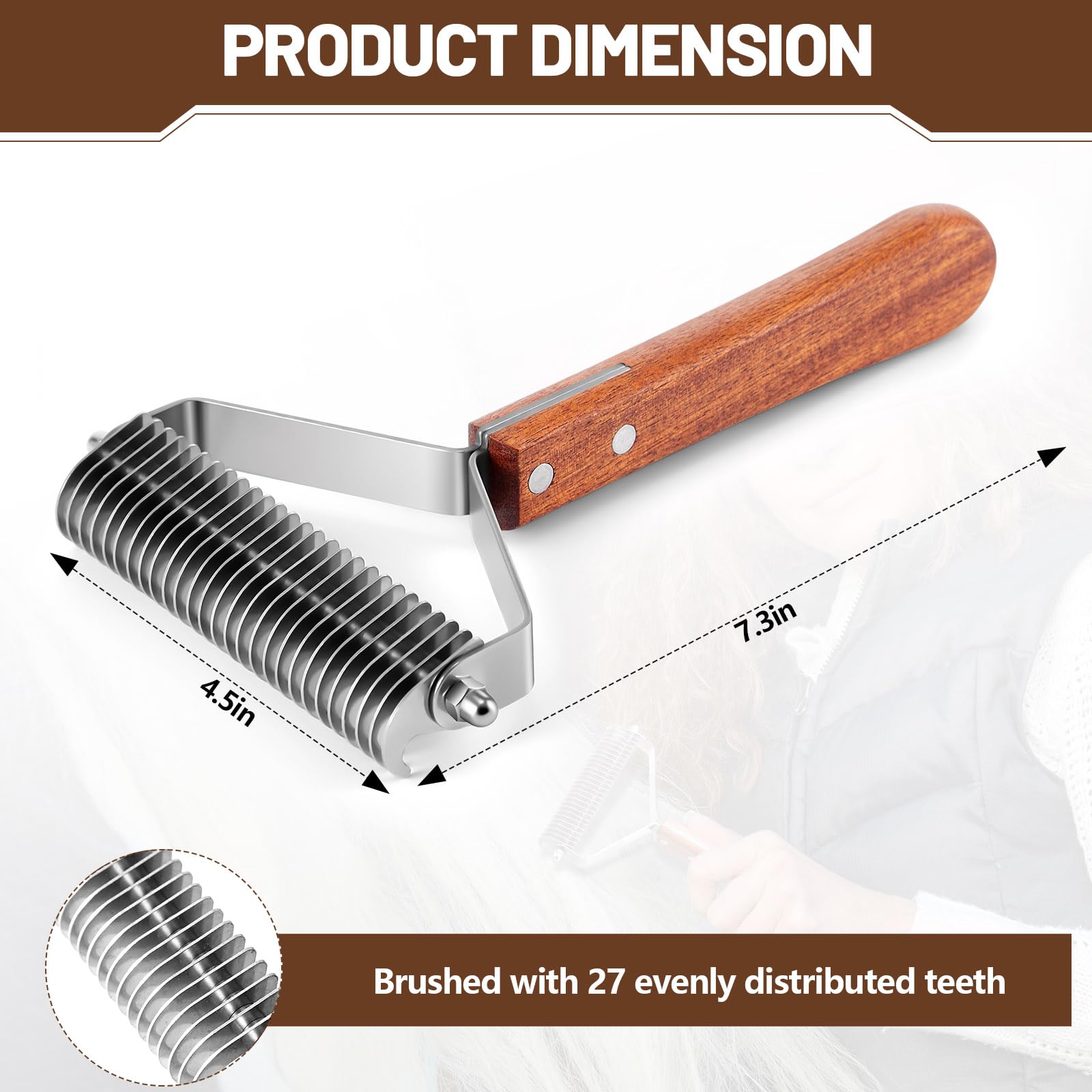 Abbylike Large Cow Brush Livestock Scratching Horse Comb for Goats Brush Cattle Supplies Shedding Dematting Comb with 27 Stainle