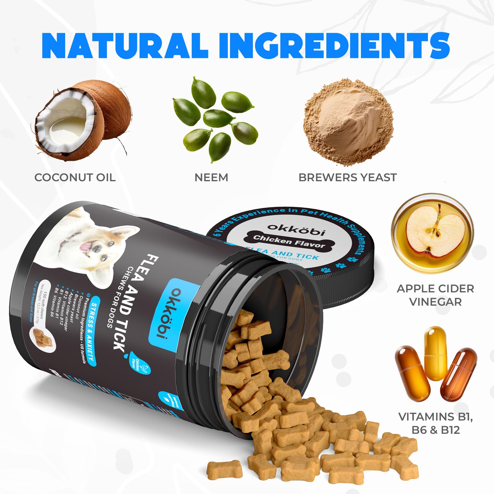 Flea and Tick Prevention Chewables for Dogs - 150 Chews - Flea & Tick Control - Vet-Approved Oral Treatment - Chicken Flavor - U