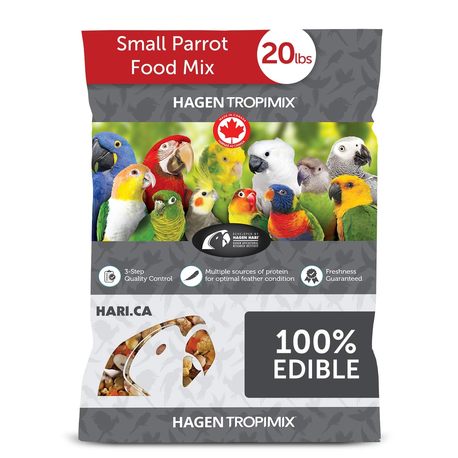 Hari Hagen Tropimix Enrichment Food for Small Parrots, 20 lb. (9.07 kg) - HARI Small Parrot Food with Seeds, Fruit, Nuts, Vegeta