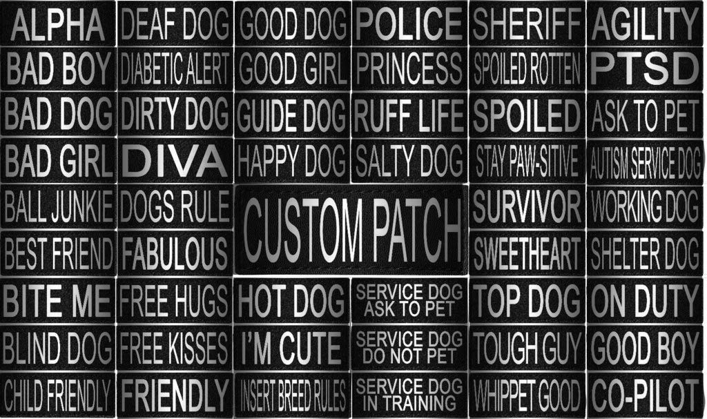 Dogline Custom Reflective Patch For Vest Harness Or Collar Customizable Text Personalized Patches With Hook Backing Name Service Dog In Training Emotional Support 2 Patches - 1.125' X 4.25'