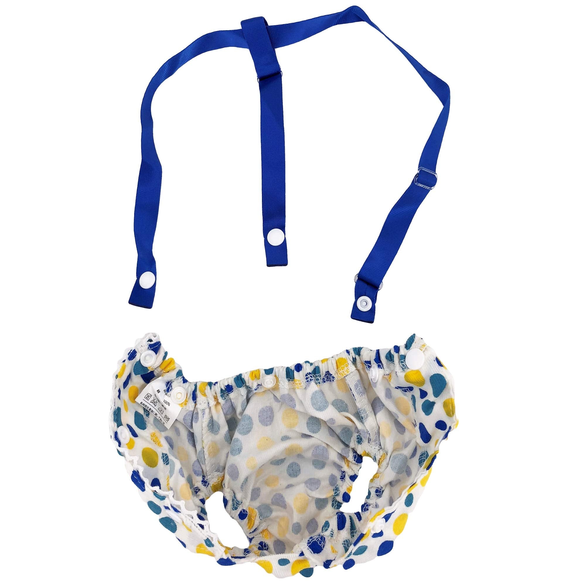 Funnydogclothes Female Dog Diaper With Suspenders Cotton Reusable Washable For Small Dog Breeds (Blue, Medium: Waist 13' - 16')