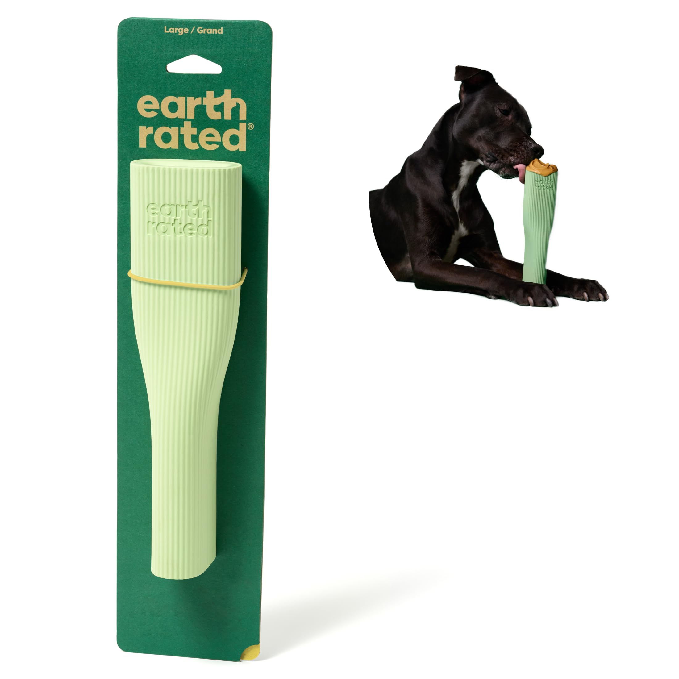 Earth Rated Dog Toy, Enrichment Toys For Adult And Puppy Dogs, Dishwasher And Freezer-Safe, Natural Rubber, Large, Green