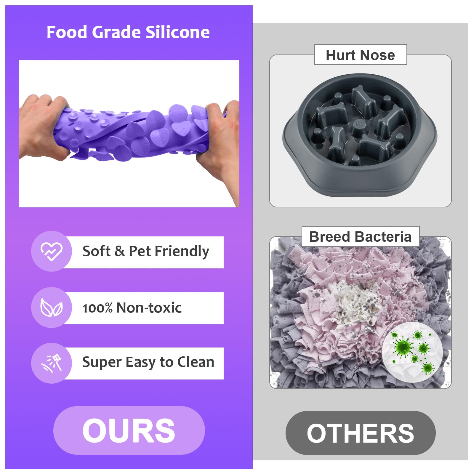 Ourmiao Silicone Snuffle Mat For Dogs, Dog Extra Large Lick Mat Slow Feeder With Suction Cups, Interactive Dog Puzzle Feeder Sni