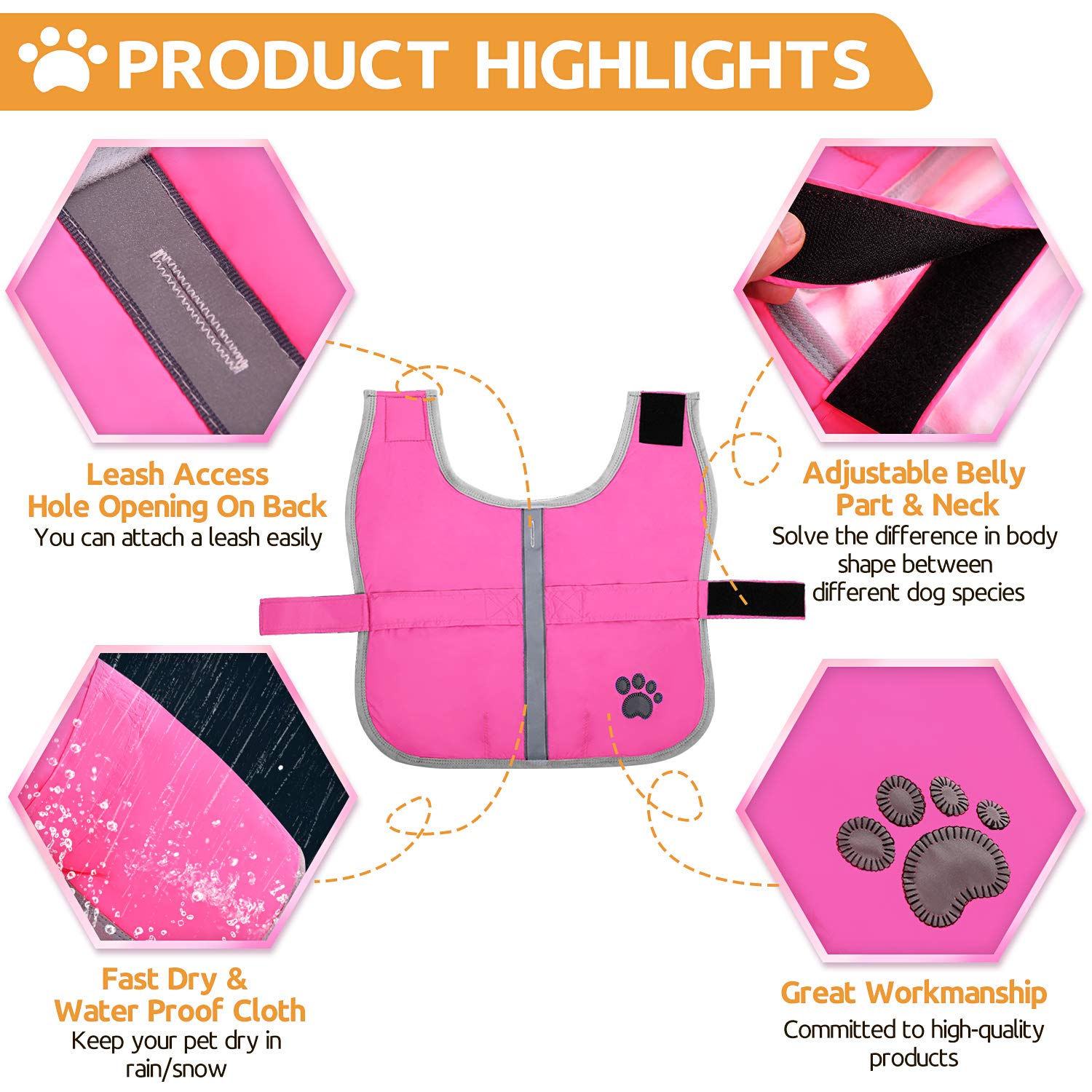 Queenmore Cold Weather Dog Coats Loft Reversible Winter Fleece Dog Vest Waterproof Pet Jacket Available In Extra Small, Small, Medium, Large Extra Large Sizes