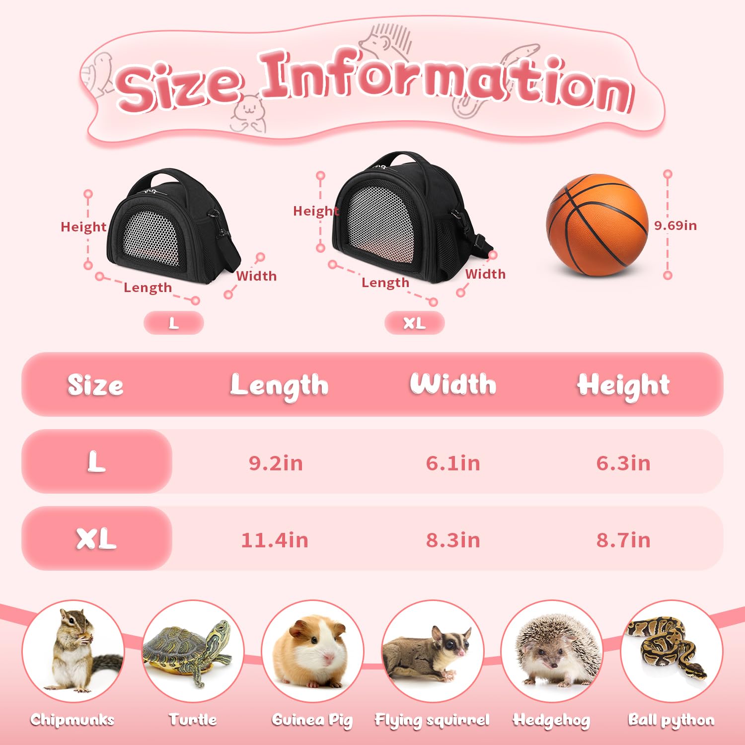YUDODO Hamster Carrier Guinea Pig Carrier Bag Small Animal Sugar Glider Pouch Gerbil Hedgehog Portable Travel Carrier Outdoor Ha