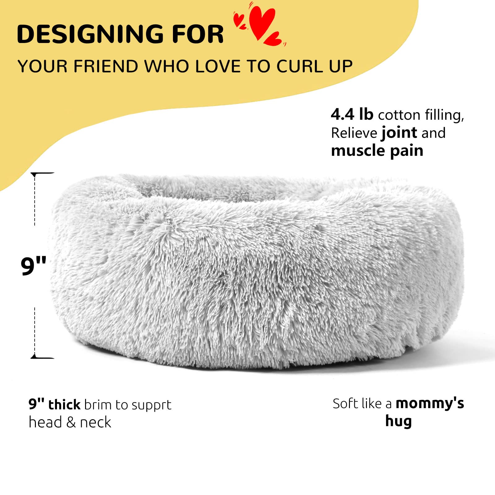 Hachikitty Calming Donut Dog Cuddler, Medium Large Dog Bed, 30''