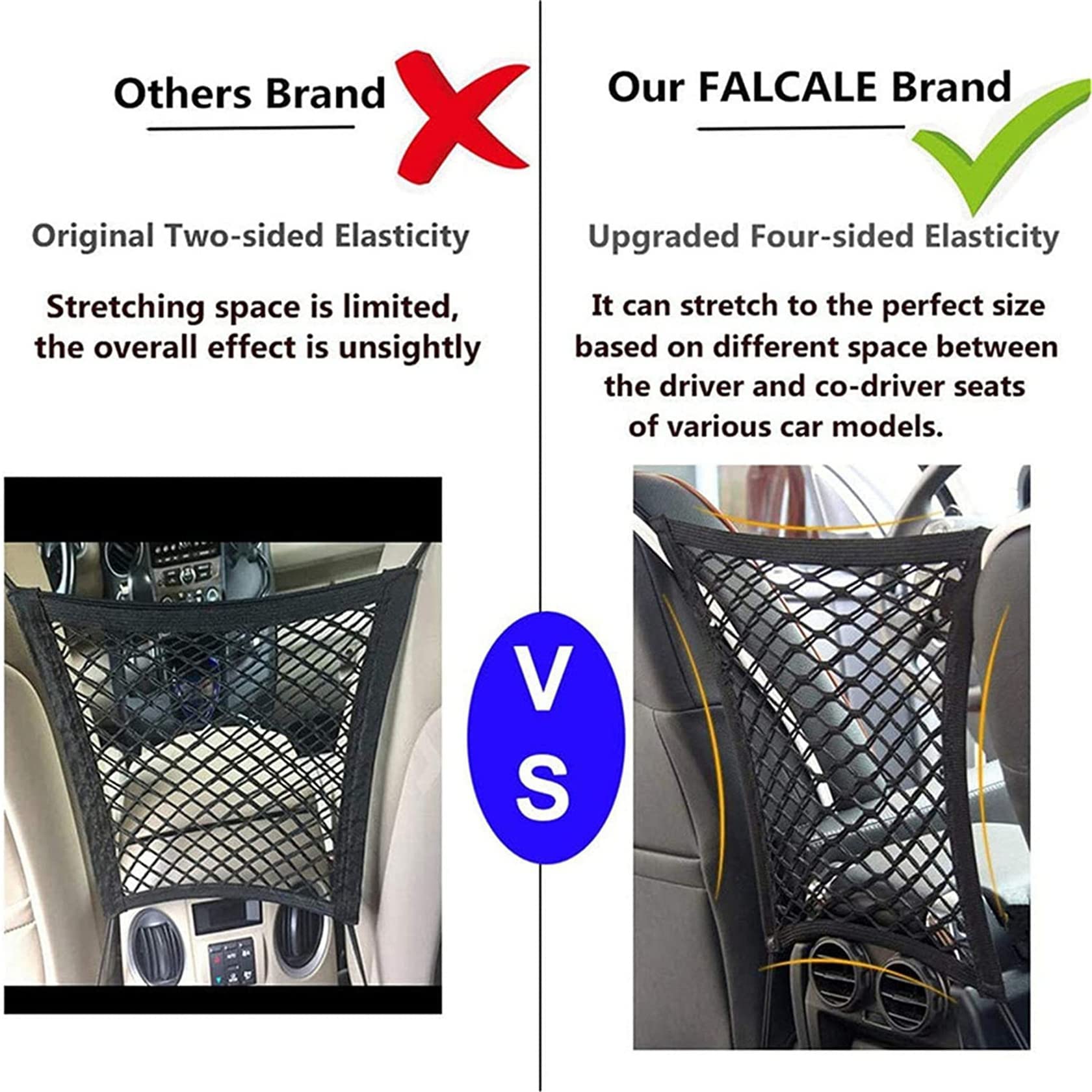 Dykeson Dog Car Net Barrier Pet Barrier With Auto Safety Mesh Organizer Baby Stretchable Storage Bag Universal For Cars, Suvs -Easy Install, Car Divider For Driving Safely With Children & Pets