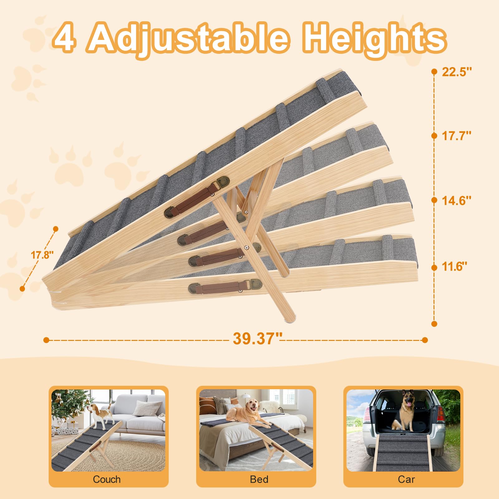 Large Dog Pet Ramp Stairs for Bed Couch Car Truck SUV,Dog Pet Ramp for Small Large Dogs Pets to Get on High Bed Truck Couch Sofa