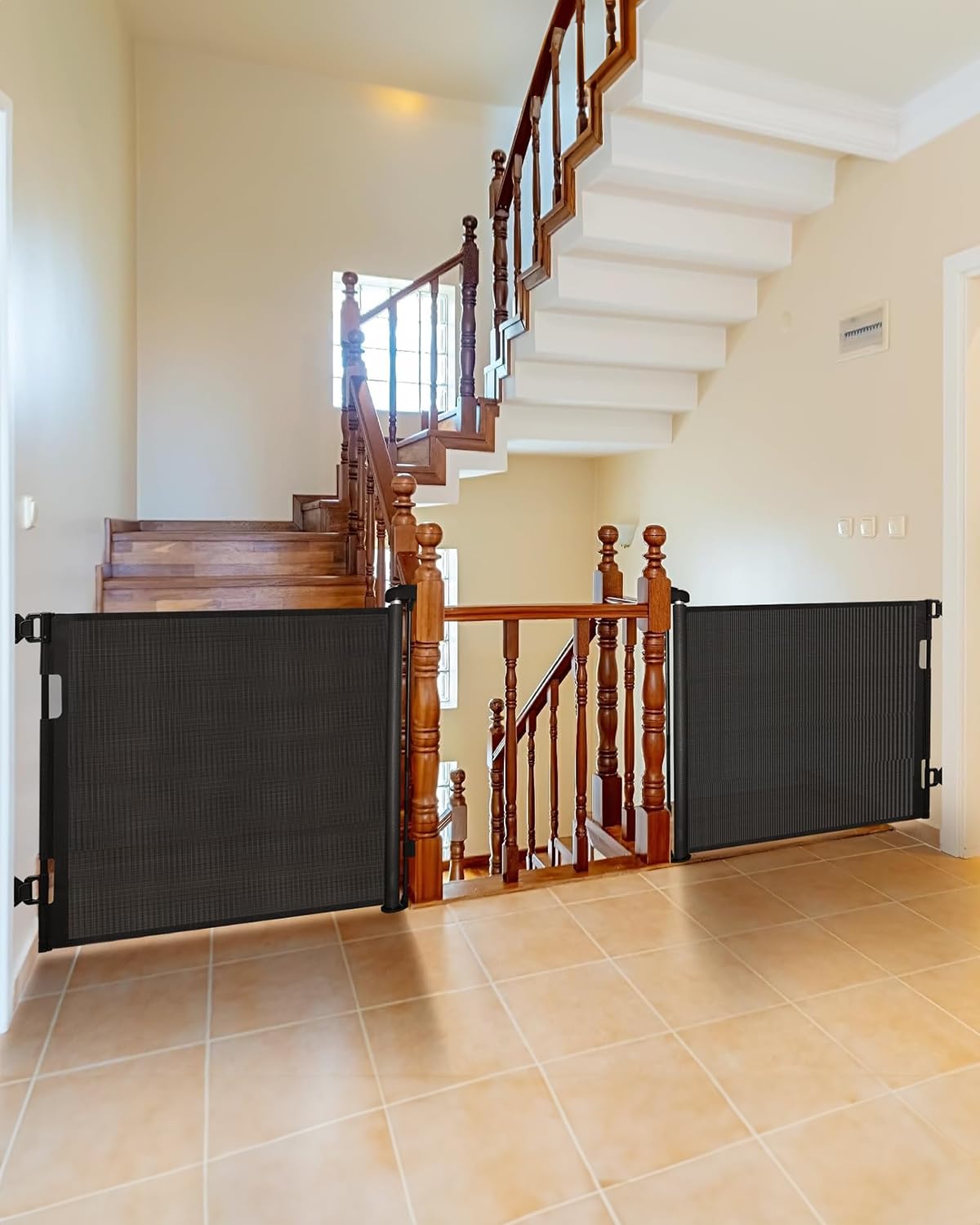 Veraste 2 Pack Retractable Baby Gate,Mesh Baby Gate Or Mesh Dog Gate,33' Tall,Extends Up To 55' Wide,Child Safety Gate For Doorways, Stairs, Hallways, Indoor/Outdoor(Black,33'X55'