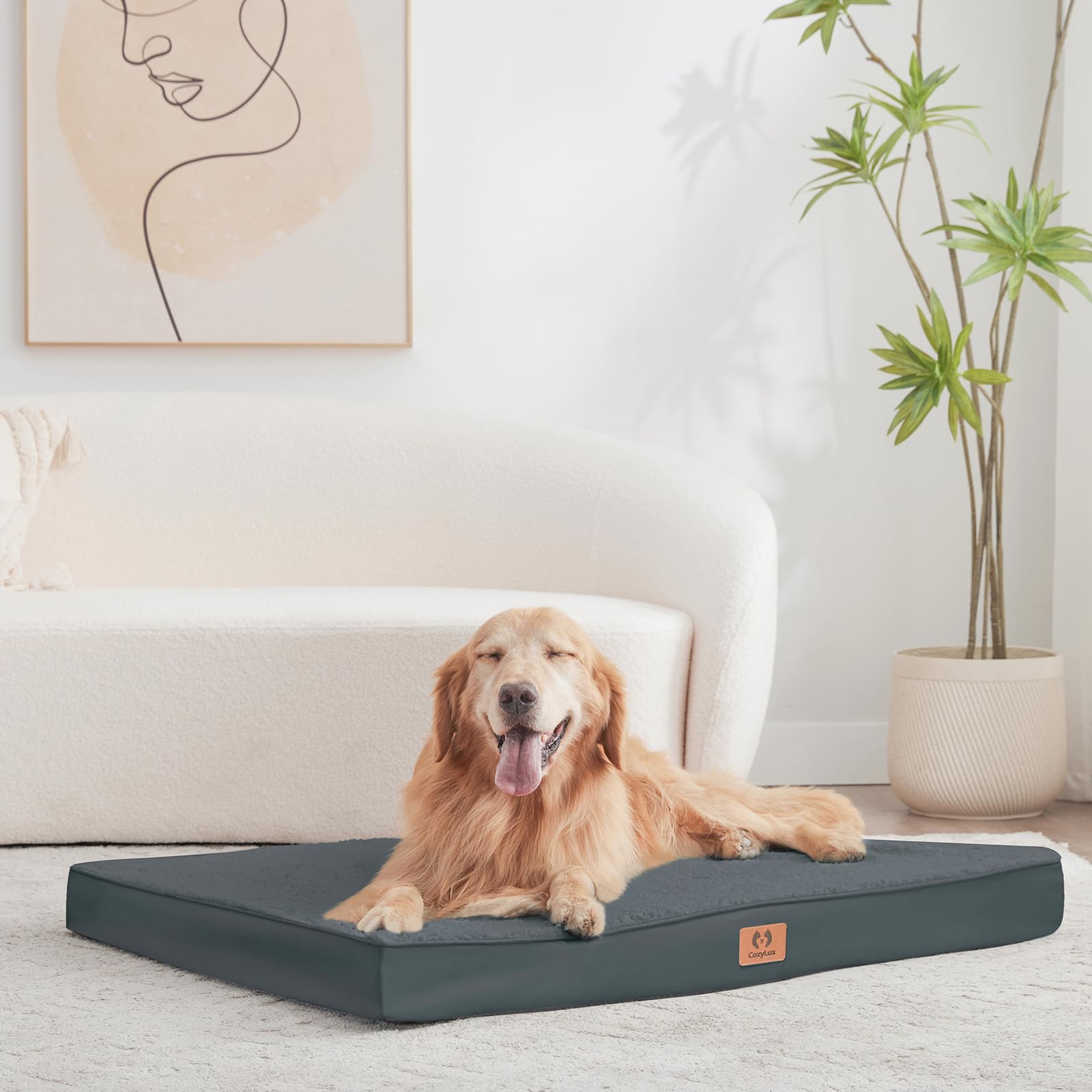 Cozylux Extra Large Dog Bed With Washable Cover & Waterproof Liner, Egg Foam Support Pet Bed For Crate, For Dogs Up To, For Dogs