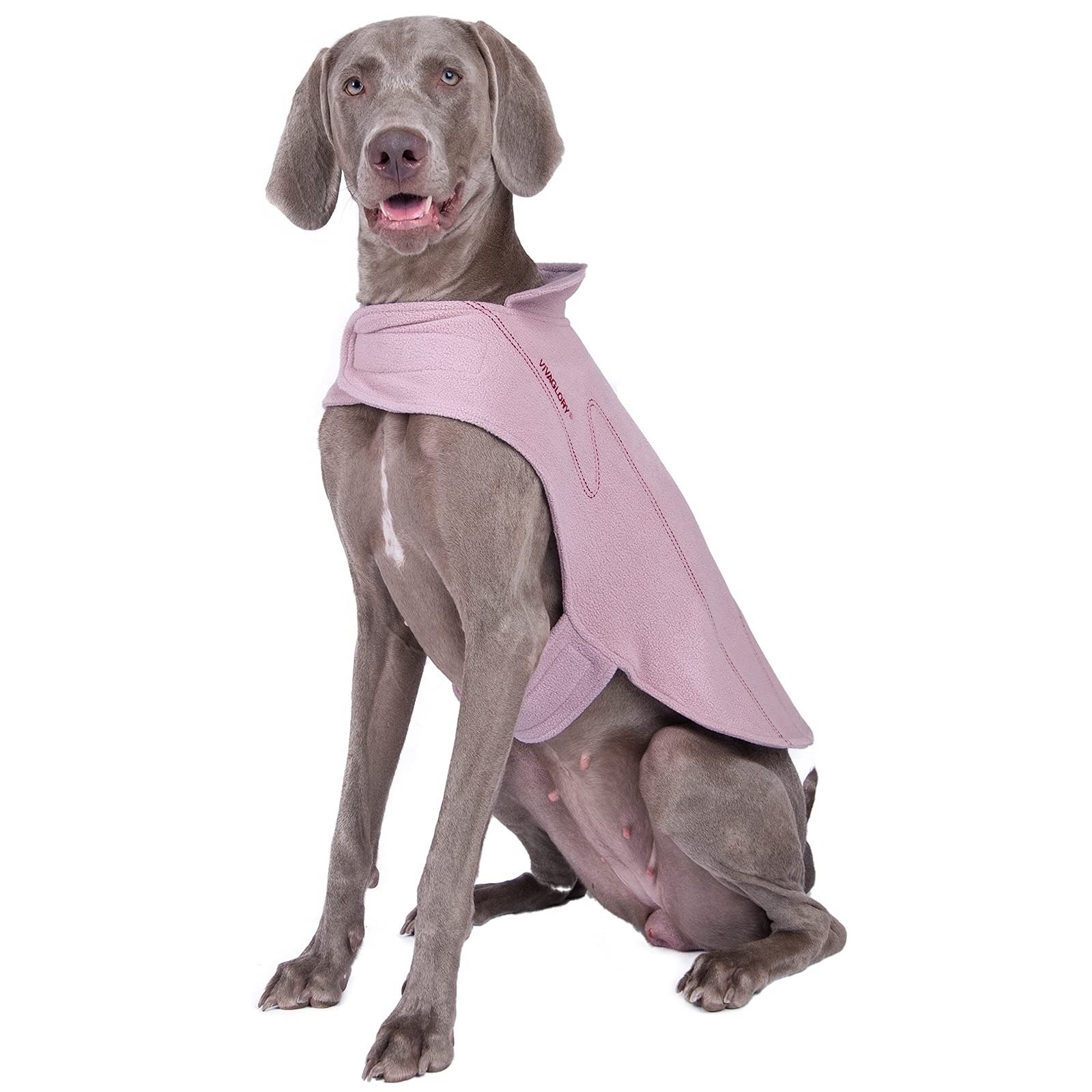Vivaglory Dog Fleece Coat Warm Jacket With Hook And Loop Fastener, Easy To Take On And Off, Winter Vest Sweater For Small Medium Large Dogs Puppy Windproof Clothes For Cold Weather, Pink, Xl