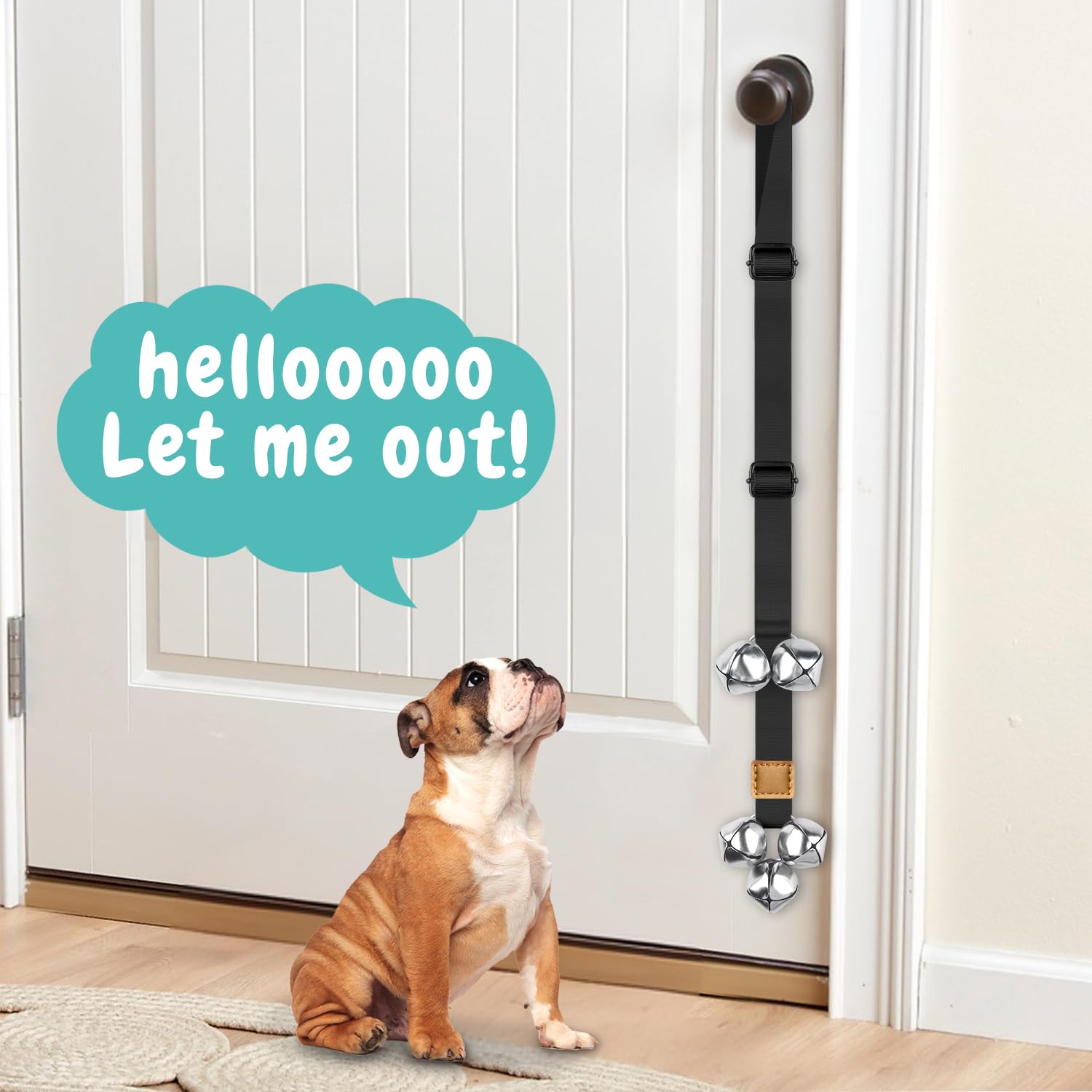 Bluetree Dog Bells To Go Outside Dog Door Bell Premium Quality Buckle Adjustable Dog Bell Dog Attached To Doorknob Or Anywhere N