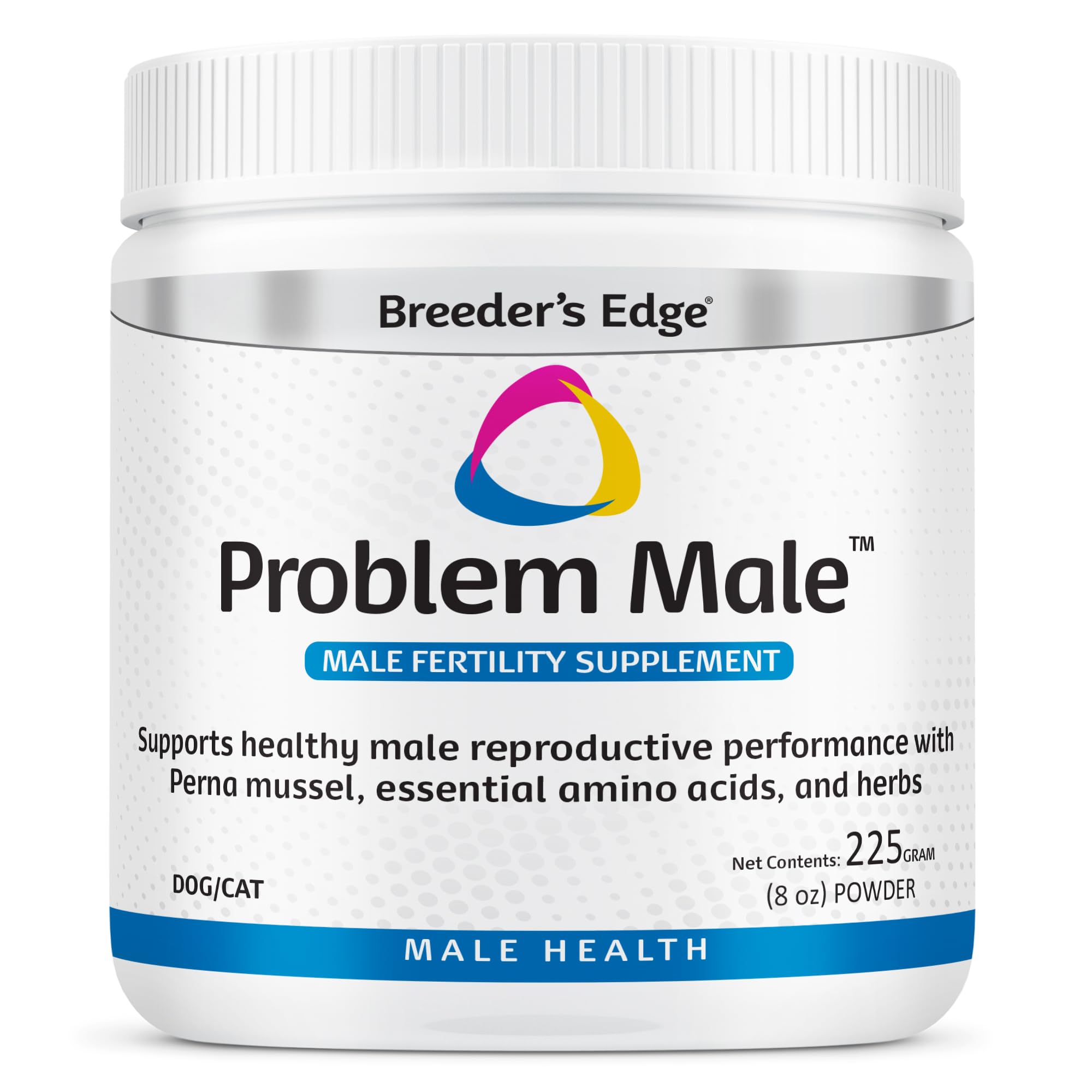 Breeder's Edge Problem Male Powder for Dogs & Cats, Supports Sperm Quality, Hormone Balance, Libido & Vitality, with Perna Musse