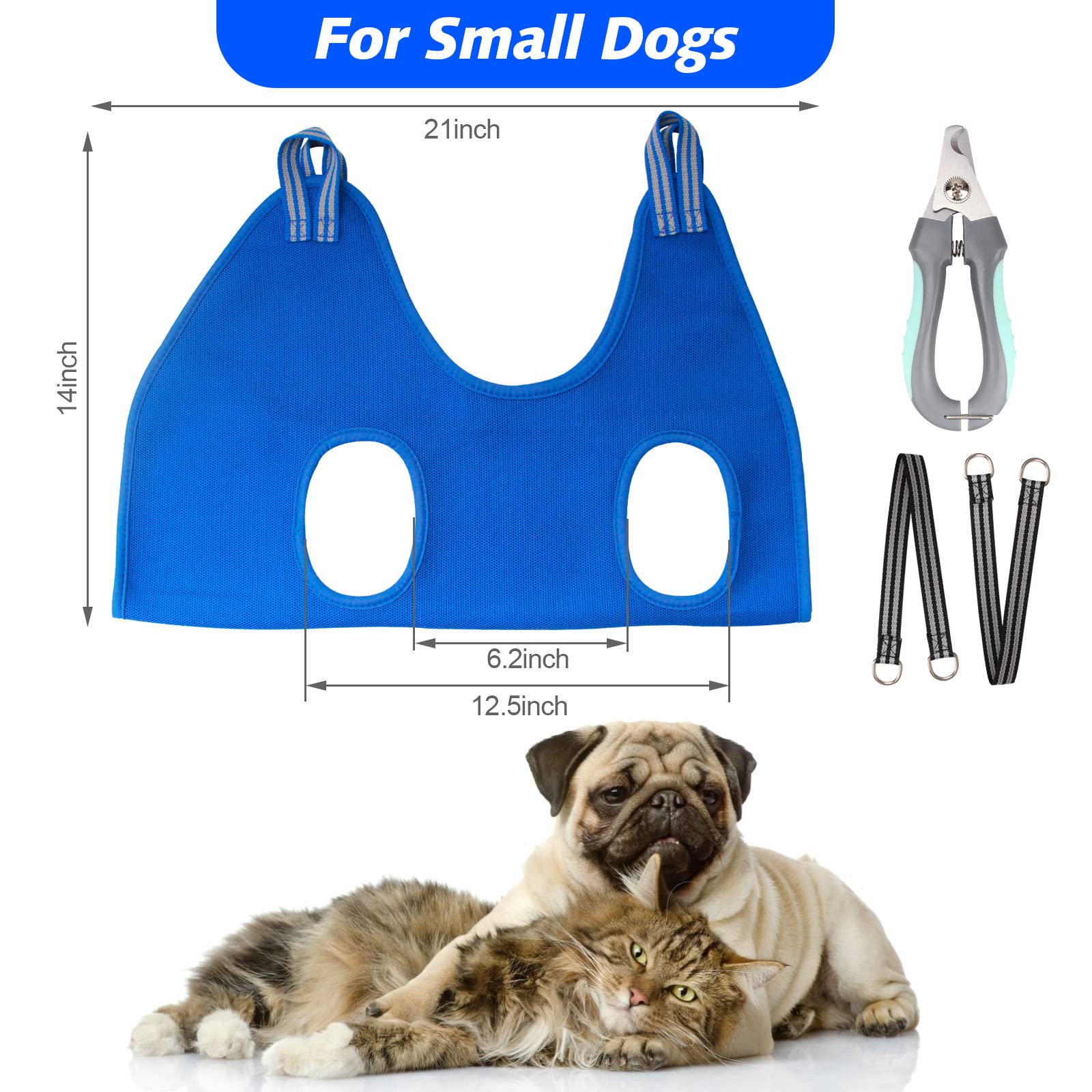 ATESON Pet Grooming Hammock for Small Dogs & Cats with Nail Clippers/Nail Trimmers/Grooming Scissors, Dog Grooming Harness for N