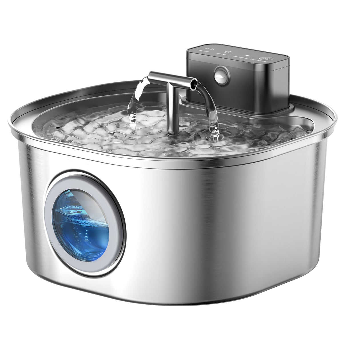 Voluas Stainless Steel Cat Water Fountain: 108Oz/3.2L 3-Modes Pet Drinking Fountain Wireless Indoor Cordless Kitty Super-Silent 