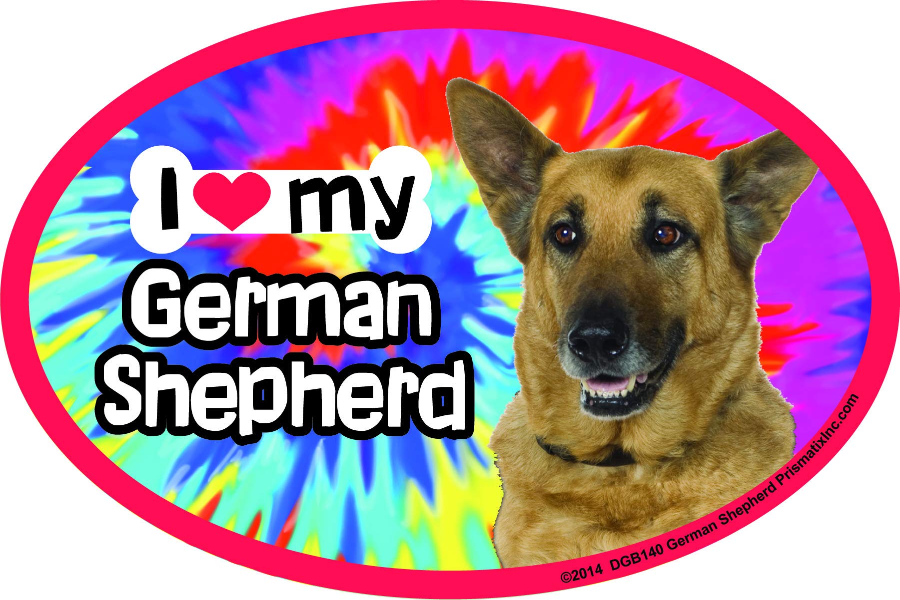 German Shepherd Car Magnets: I (Heart) My German Shepherd Tie Dye - Oval 6 X 4 Auto/ Truck/ Refrigerator/ Mailbox (Funny Car