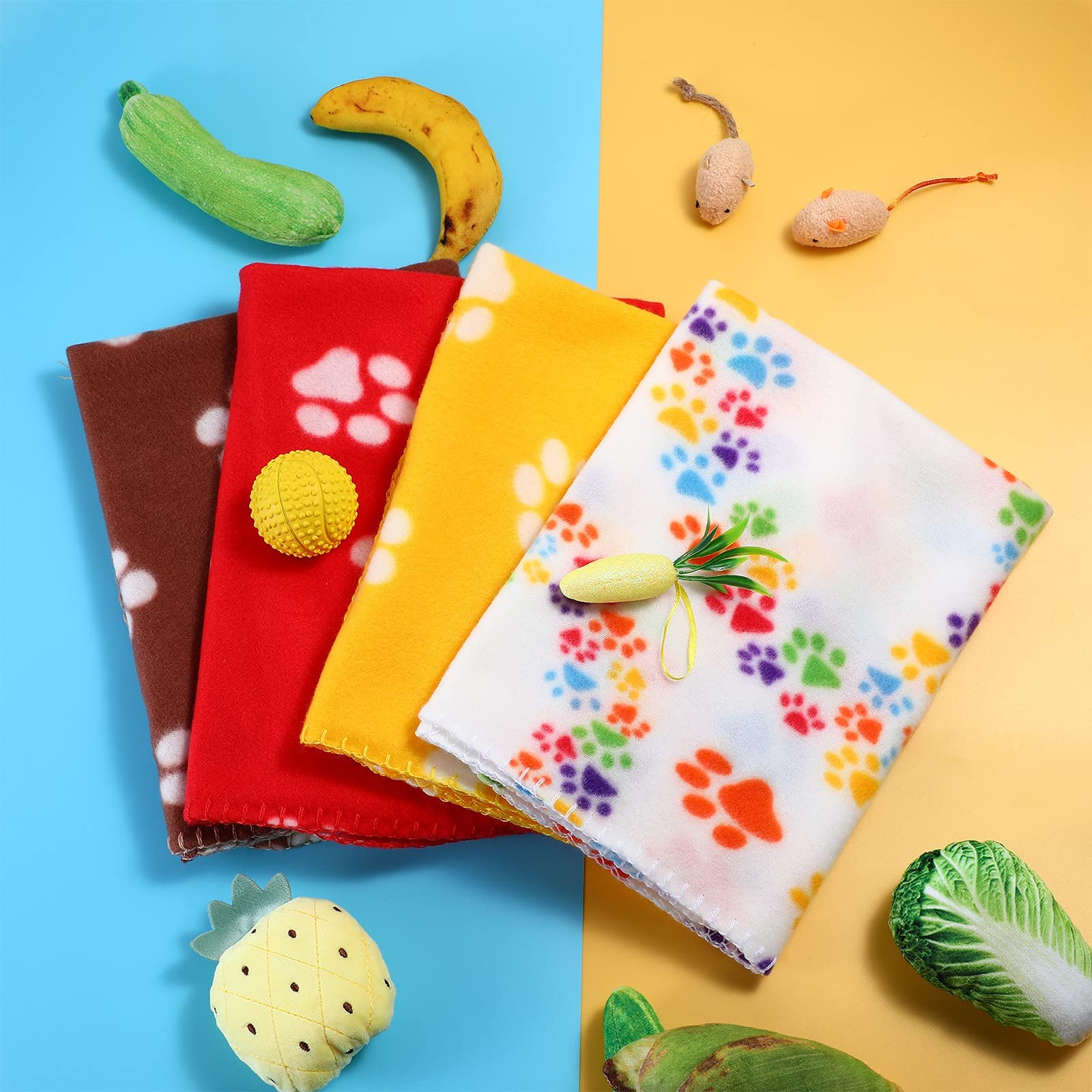 10 Pieces Pet Blankets With Paw Print Dog Cat Soft Fleece Blankets Sleep Mat Pad Bed Cover For Kitten Puppy And Other Small Anim