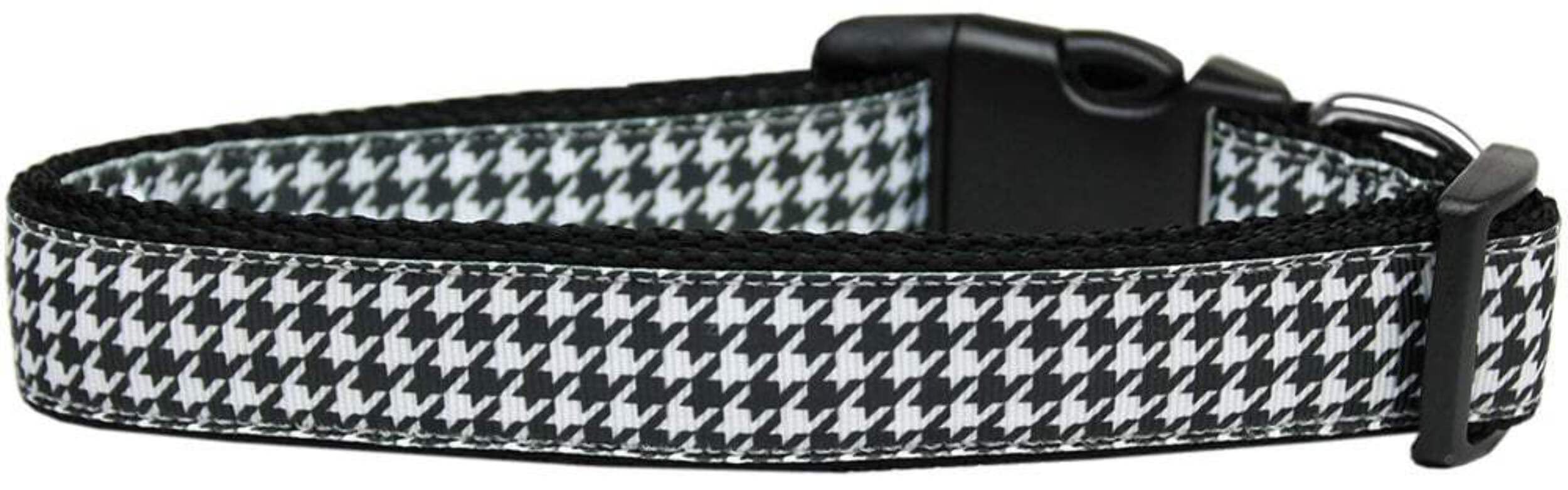 Pet Dog & Cat Nylon Collar or Leash, &quot;Houndstooth Black&quot; Cat Collar