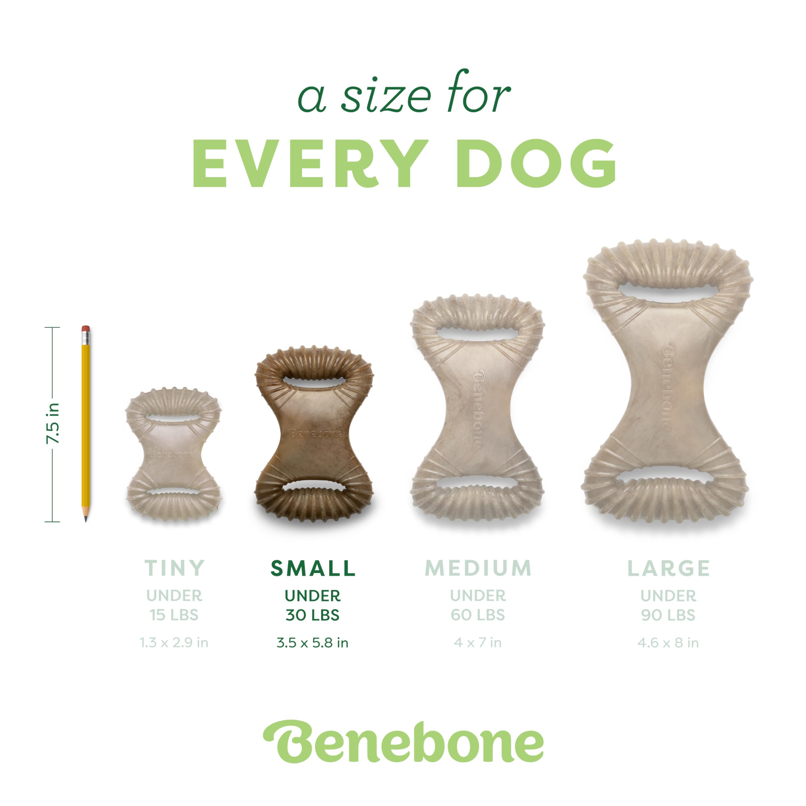 Benebone Dental Durable Dog Chew Toy For Aggressive Chewers, Real Peanut, Made In Usa, Small