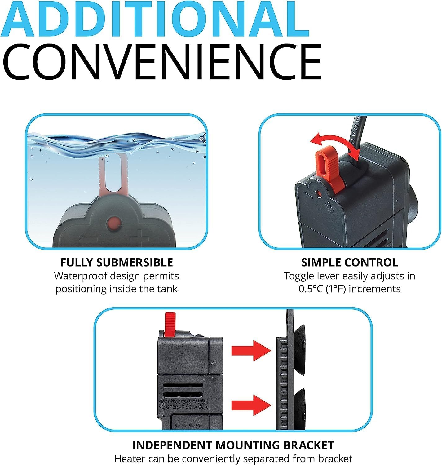 Fluval E200 Advanced Electronic Heater, 100-Watt Heater For Aquariums Up To 65 Gal., A773,Black