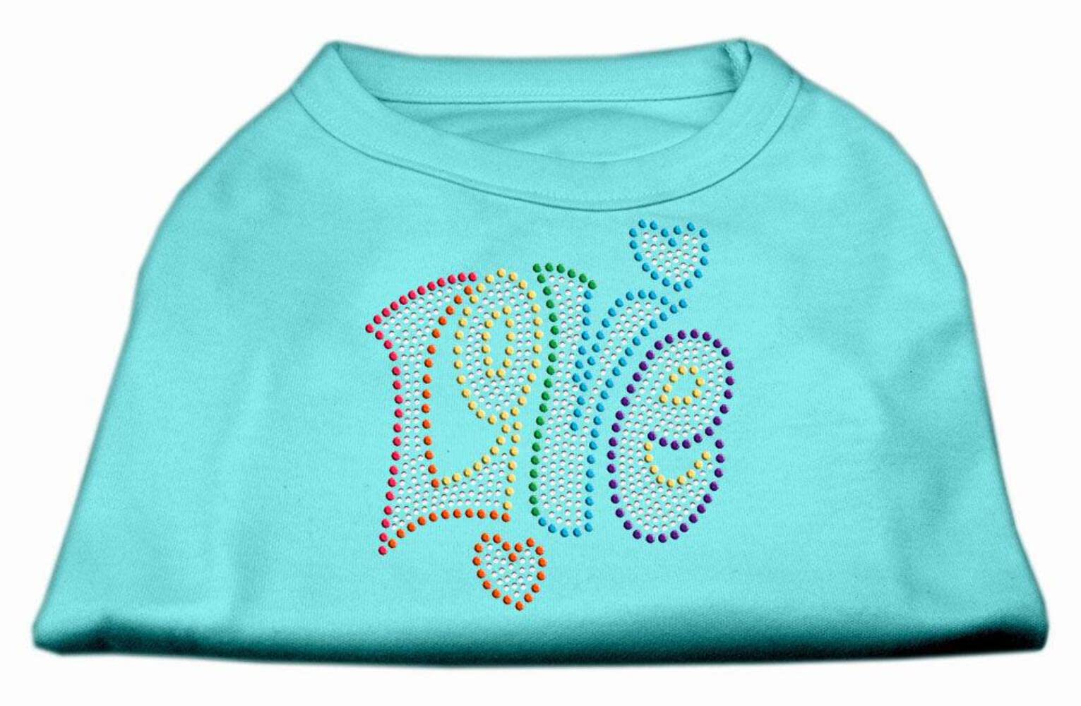 Pet Dog & Cat Shirt Rhinestone, 'Technicolor Love' Bright Pink 2Xl (20-25 Lbs.)