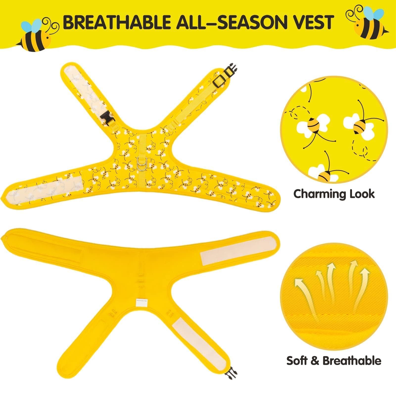 Bingpet Cat Harness And Leash Escape Proof - Soft And Air-Mesh Kitten Travel Walking Harness - Vest Harness For Small Medium Large Cats & Puppy Dog & Rabbit