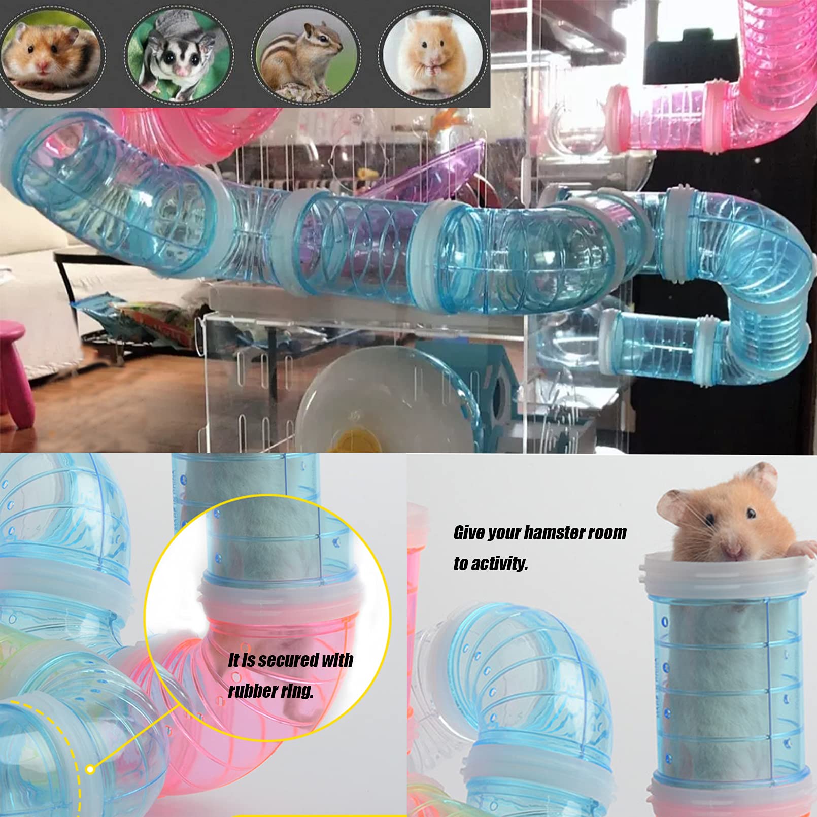Dwarf Hamster Tube Toy Diy Assorted Toy Pipe Cage Tunnel Excercise For Mouse Hamster Or Other Small Animals