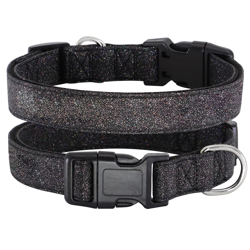 Tdtok Glittering Basic Dog Collar, Comfy & Durable Bling Dog Collar For Small Medium Large Dogs With Eco-Friendly Plastic Buckle, Adjustable Stylish Nylon Dog Collars, Fit Necks: 9.8-22.4’’