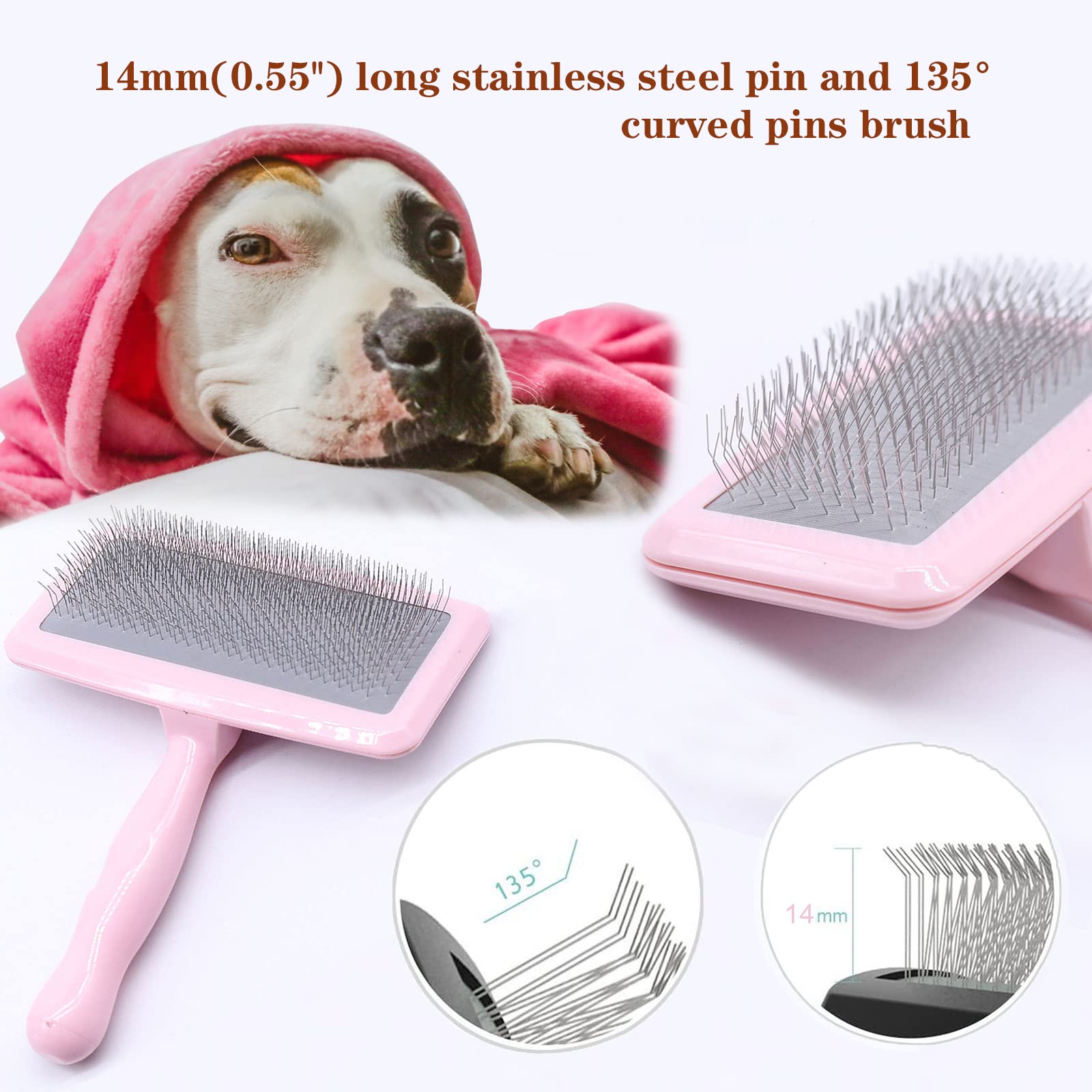 Tinypoint Air Cushion Slicker Brush For Dogs Cats,Soft Pin Shedding Brush For Short Haired Dog,Cat, Pet Grooming Wire Brush For