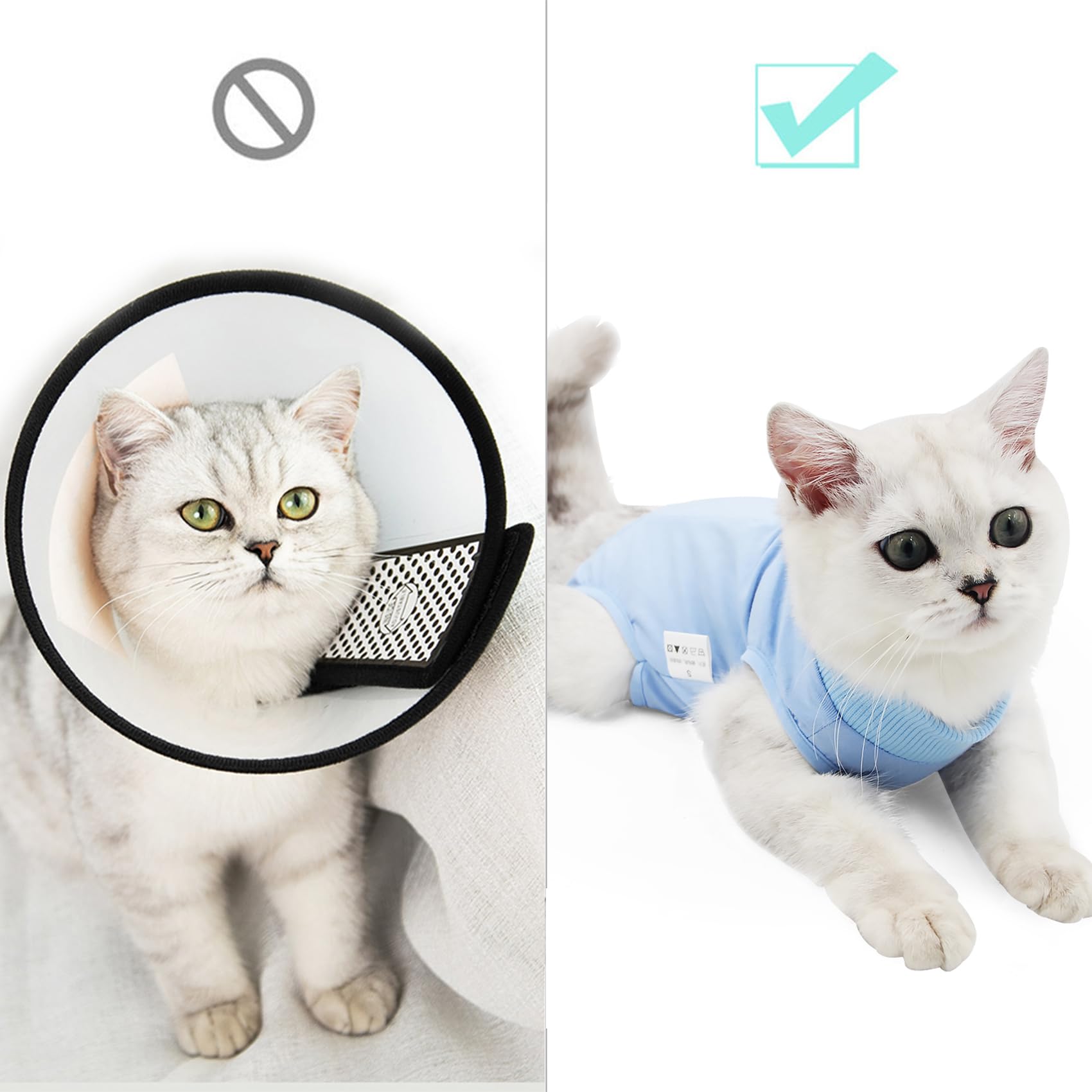 DOTON Cat Recovery Suit for Male and Female Surgical Post Surgery Soft Cone Onesie Shirt Clothes Neuter Licking Protective Diape
